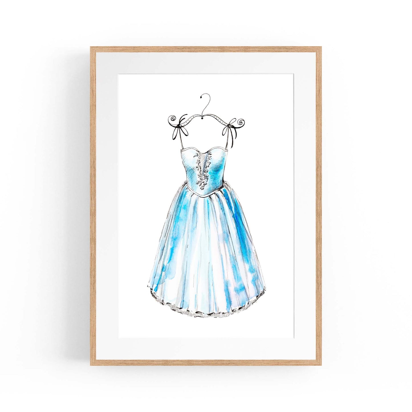 Blue Ballet Dress Girls Bedroom Ballerina Wall Art - The Affordable Art Company