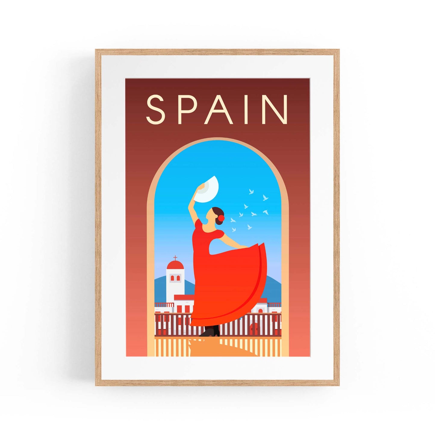 Retro Spain European Vintage Travel Wall Art - The Affordable Art Company