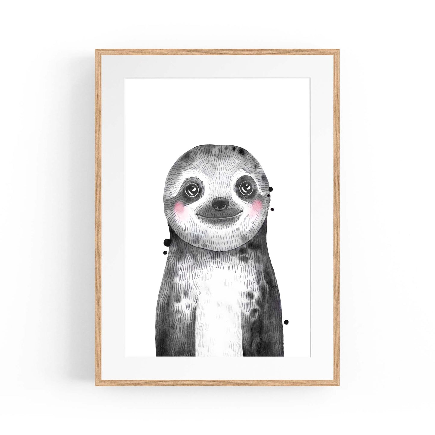 Cute Blushing Baby Sloth Nursery Animal Wall Art - The Affordable Art Company