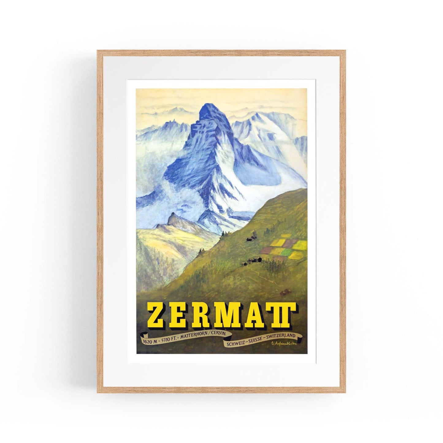 Zermatt Switzerland Vintage Travel Advert Wall Art - The Affordable Art Company