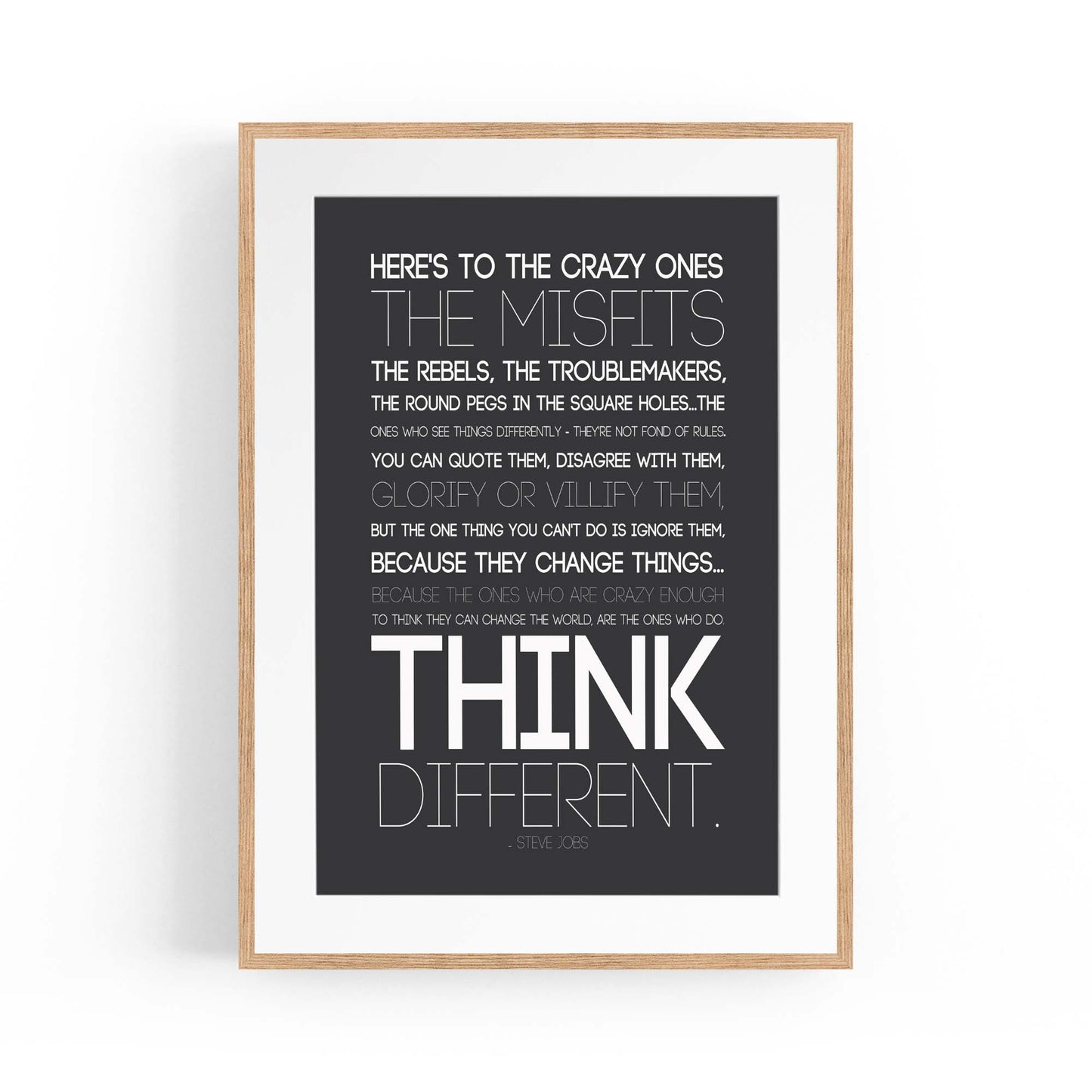 "Think Different" Steve Jobs Office Quote Wall Art - The Affordable Art Company