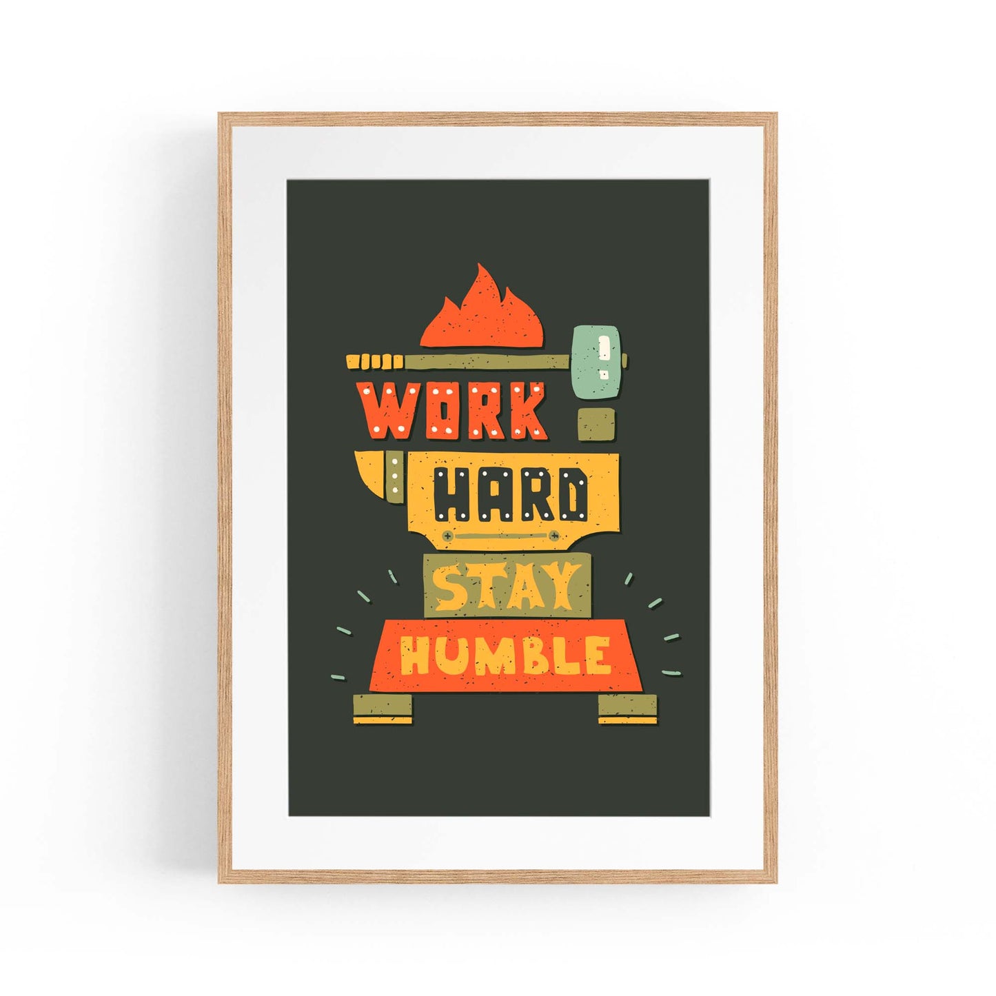 "Work Hard Stay Humble" Office  Quote Wall Art - The Affordable Art Company