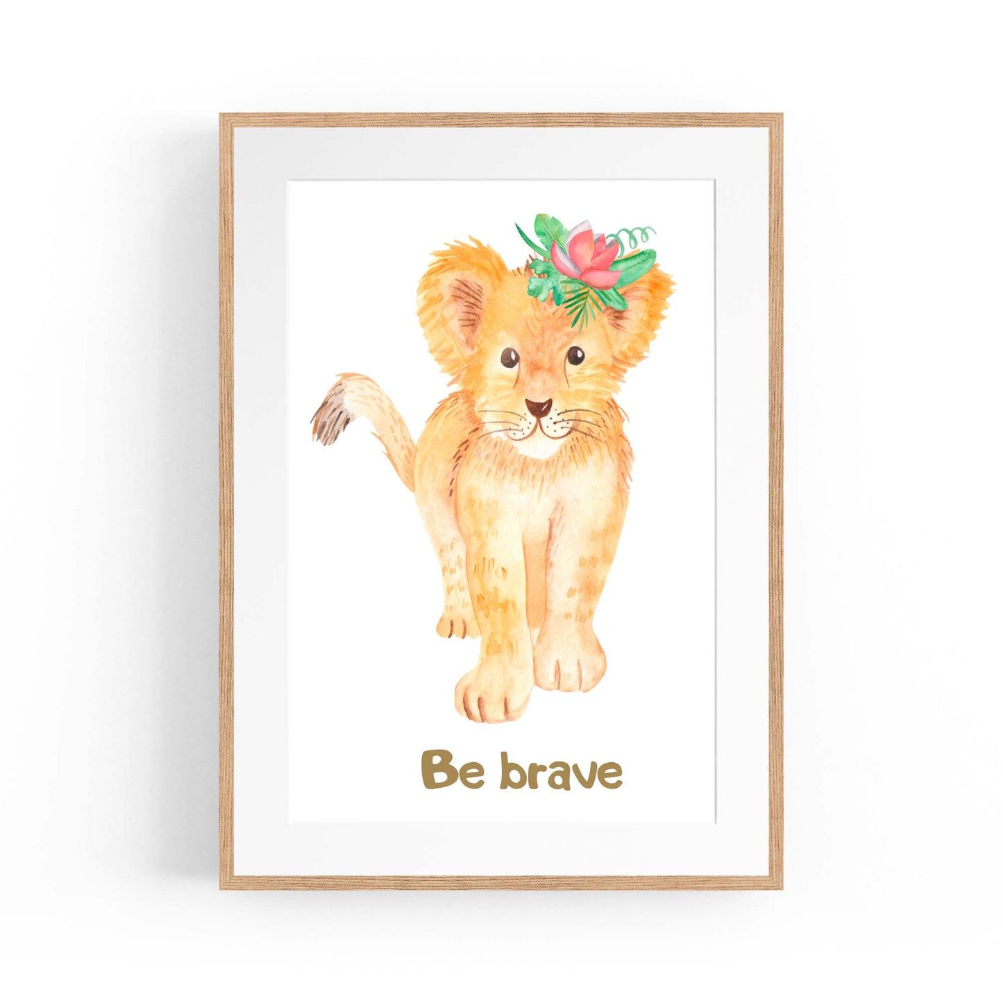 Cartoon Lion "Be Brave" Quote Nursery Wall Art - The Affordable Art Company