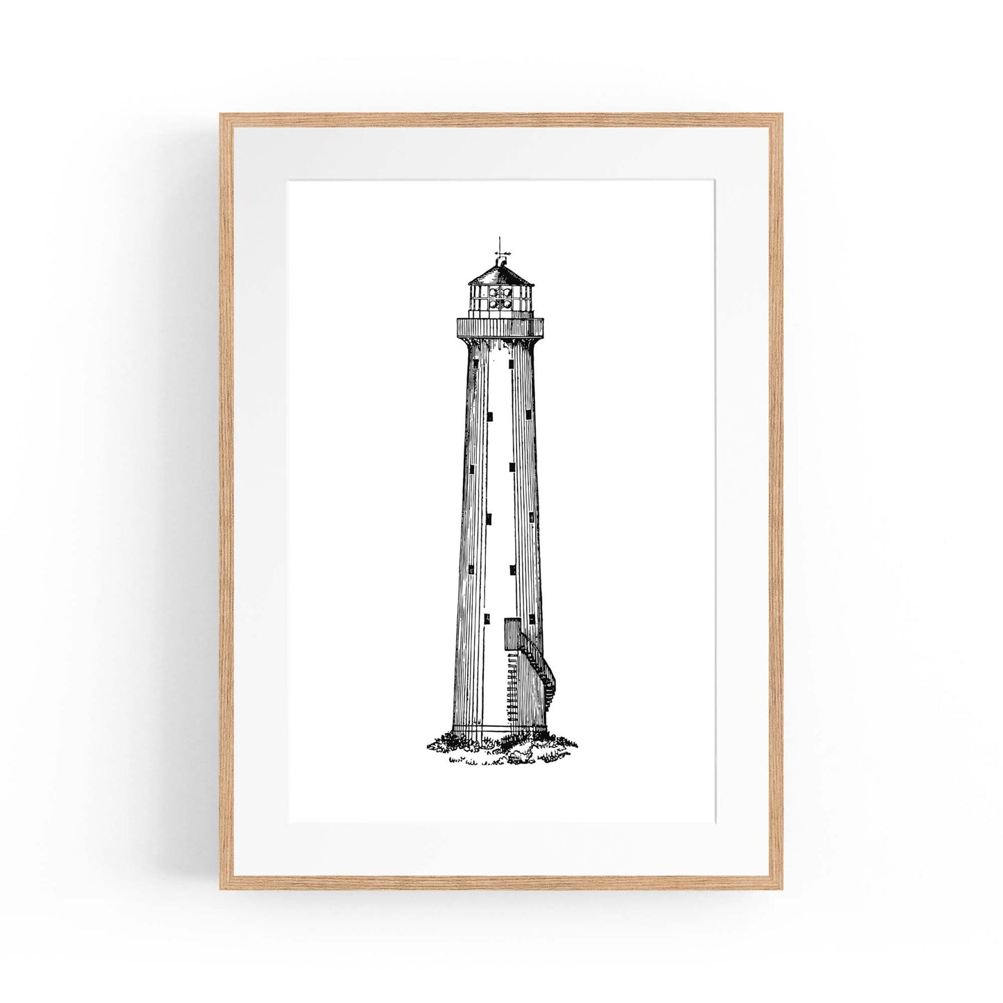 Lighthouse Coastal Drawing Nautical Wall Art - The Affordable Art Company