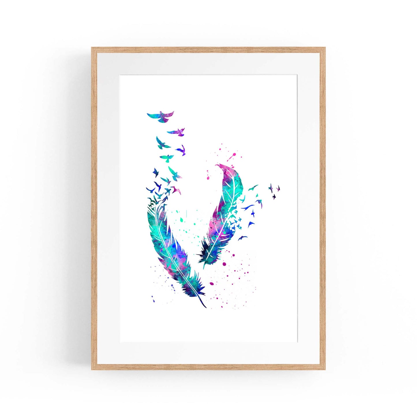 Feather Painting Colourful Bird Wall Art #2 - The Affordable Art Company