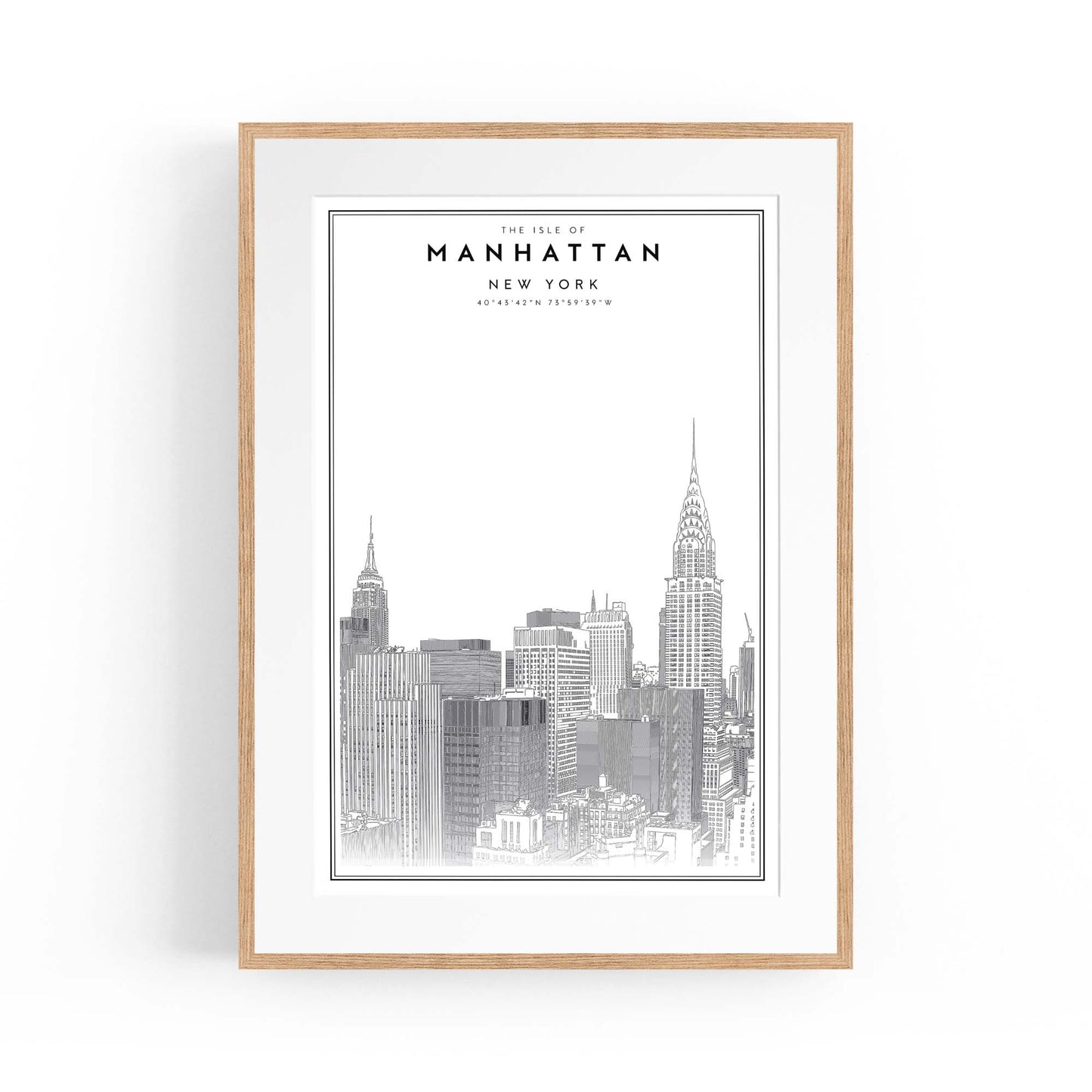 Minimal Manhattan Skyline New York Wall Art - The Affordable Art Company