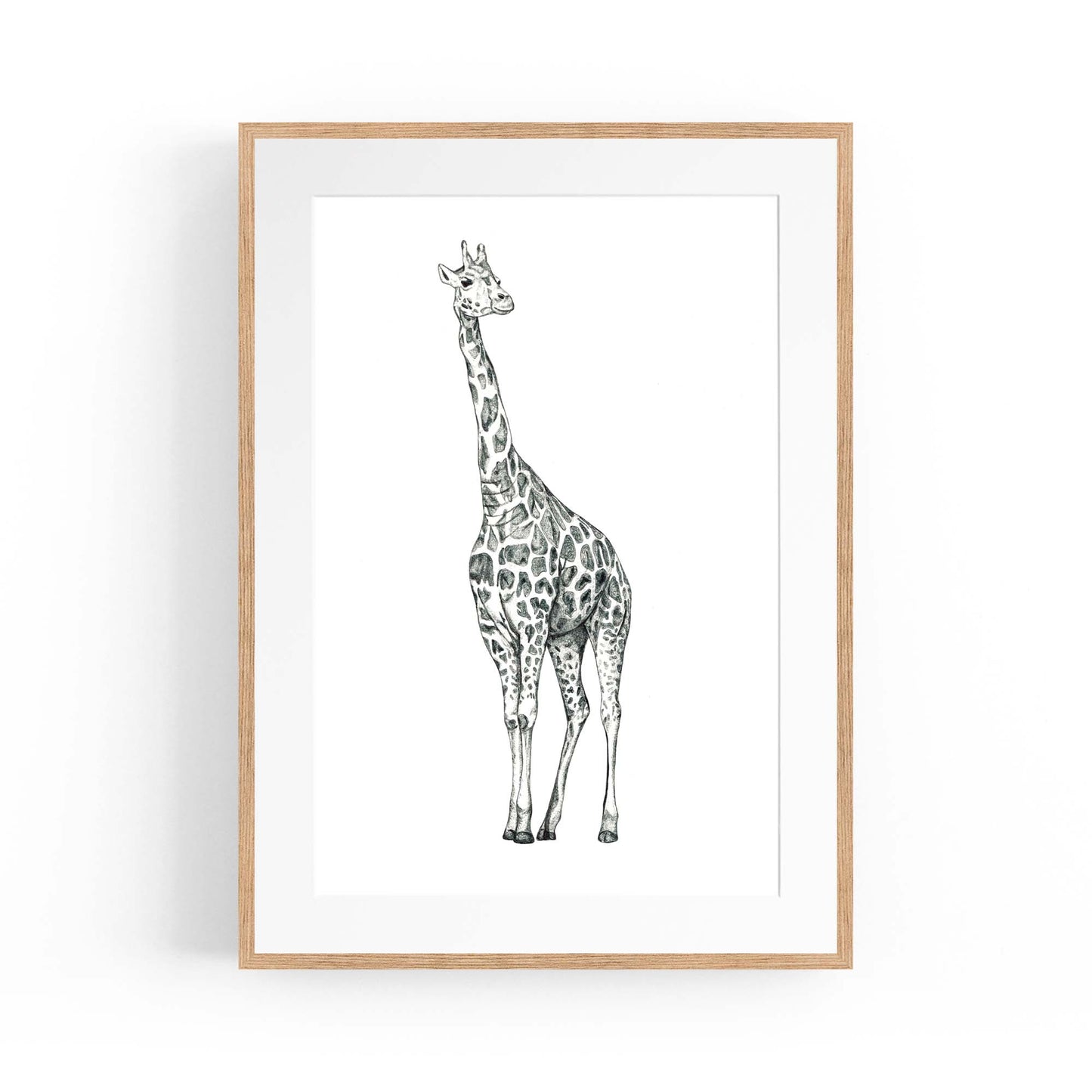 Detailed Giraffe Drawing Safari Animal Wall Art #1 - The Affordable Art Company