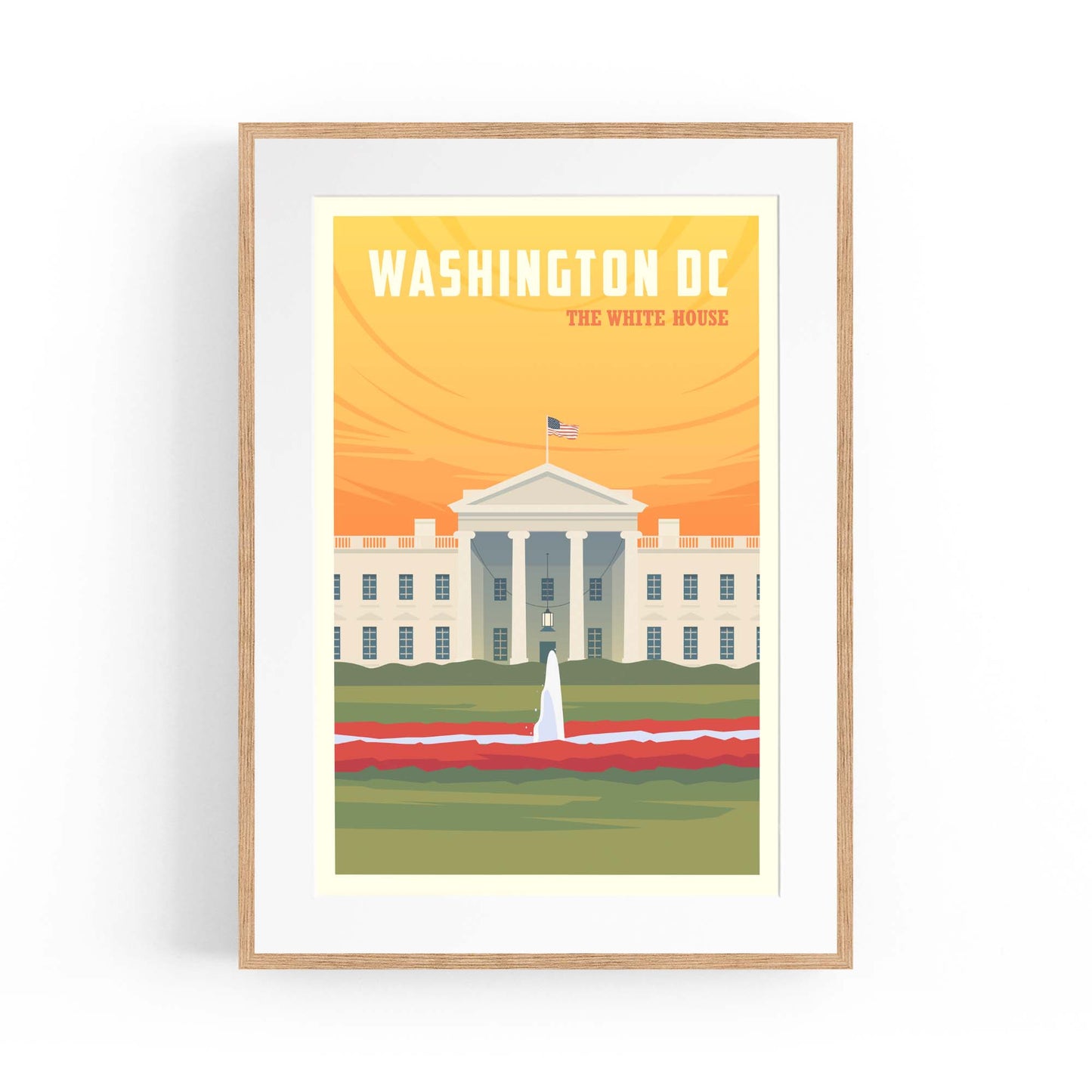 Retro Washington DC USA Vintage Travel Wall Art - The Affordable Art Company