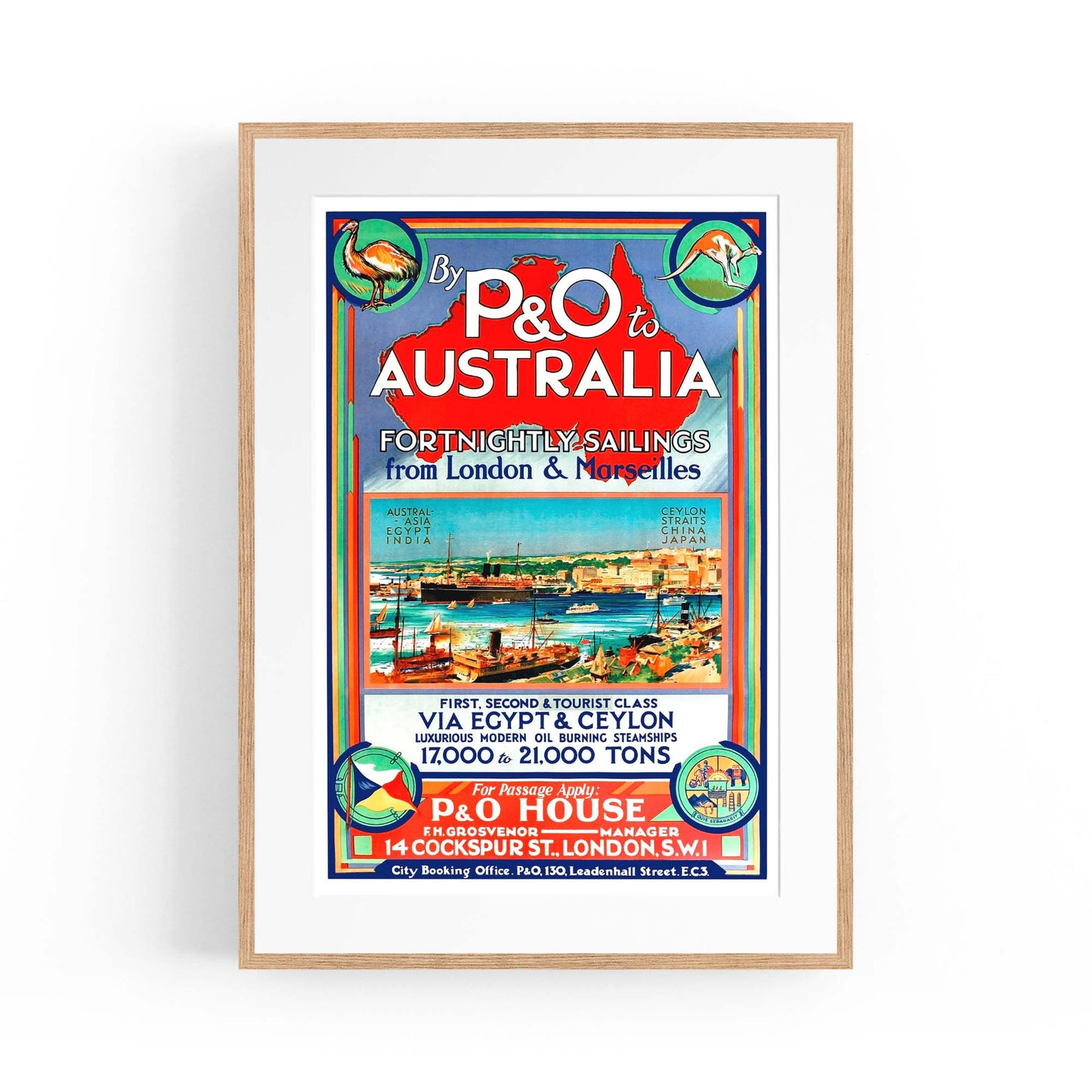 Vintage P&O Australia Travel Wall Art - The Affordable Art Company