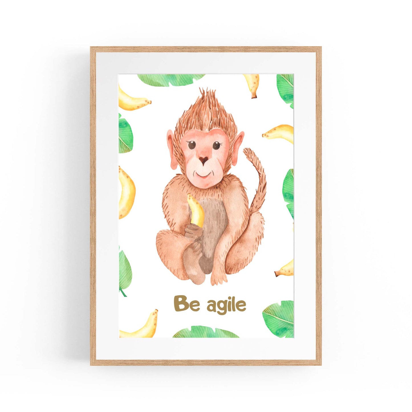 Cartoon Monkey "Be Agile" Nursery Quote Wall Art - The Affordable Art Company