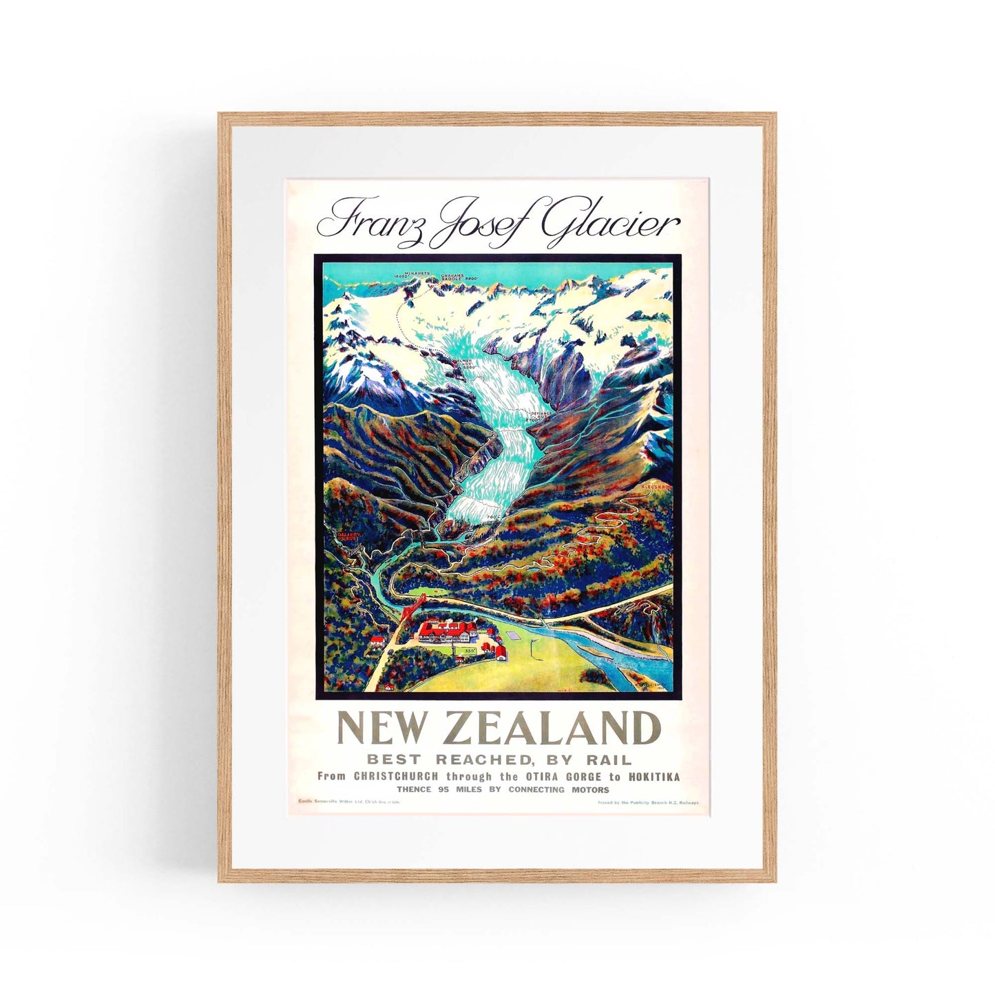 Franz Josef Glacier, New Zealand Vintage Wall Art - The Affordable Art Company