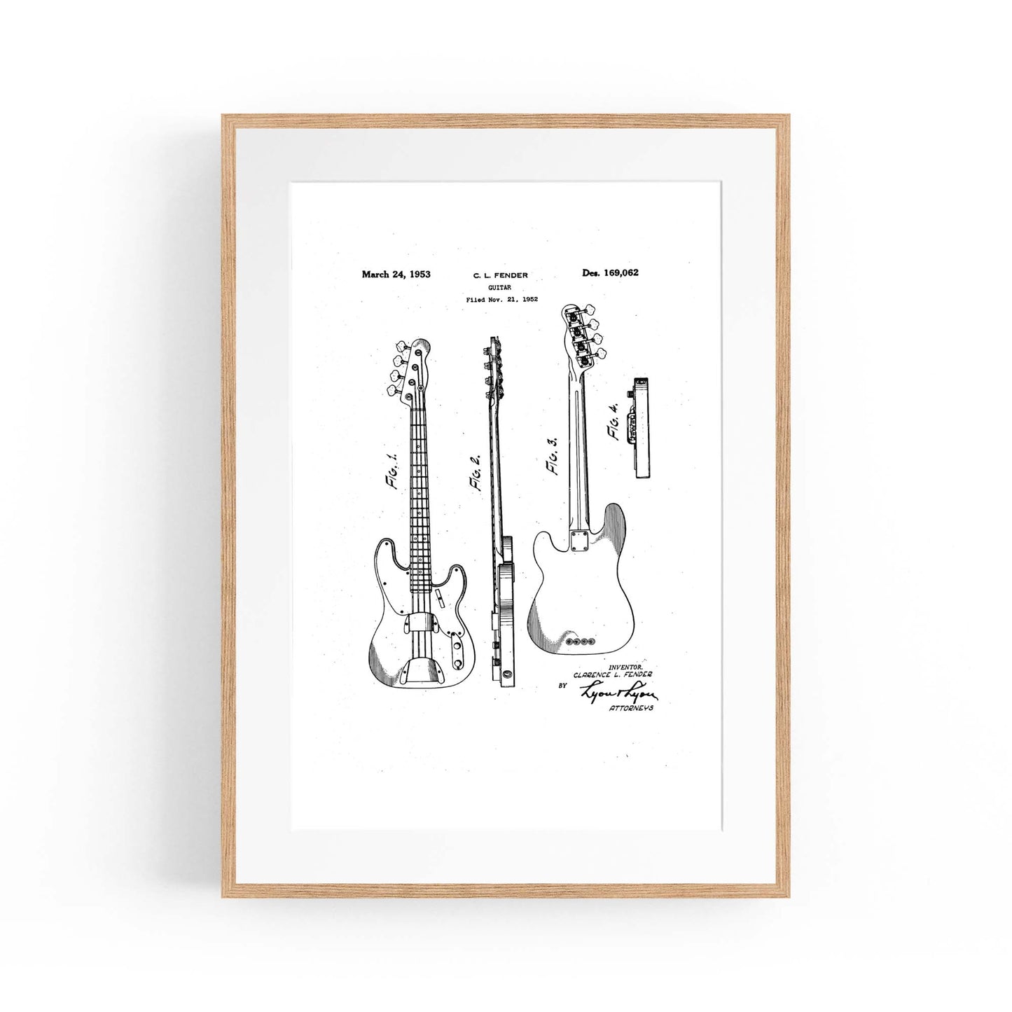 Fender Guitar White Patent Music Gift Wall Art - The Affordable Art Company