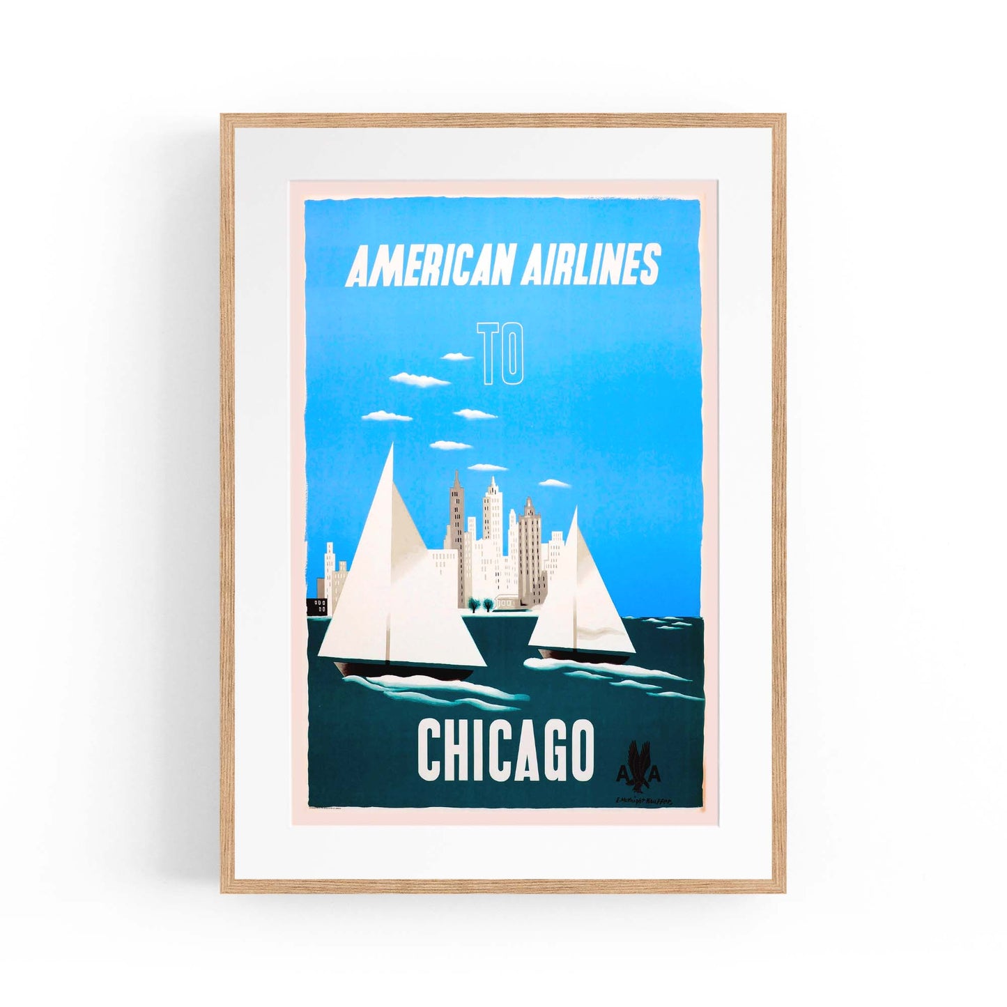 American Airlines - Chicago Vintage Travel Wall Art - The Affordable Art Company