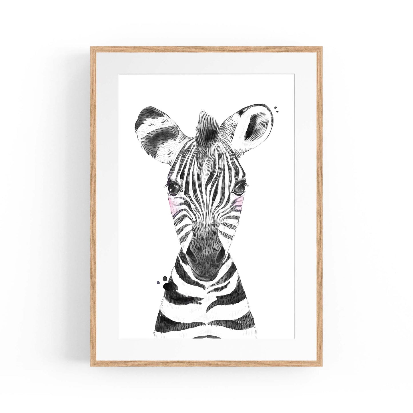 Cute Blushing Baby Zebra Nursery Animal Wall Art - The Affordable Art Company