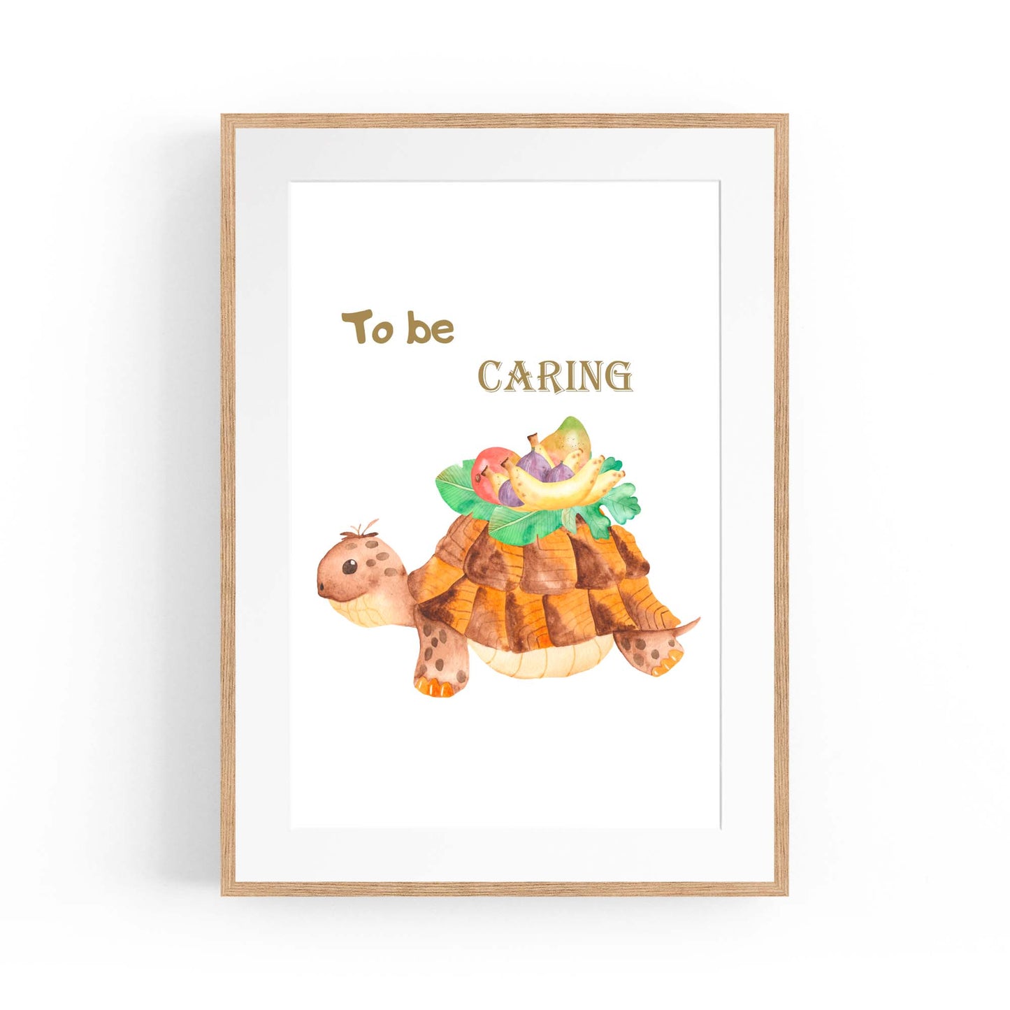 Tortoise "To Be Caring" Quote Nursery Wall Art - The Affordable Art Company