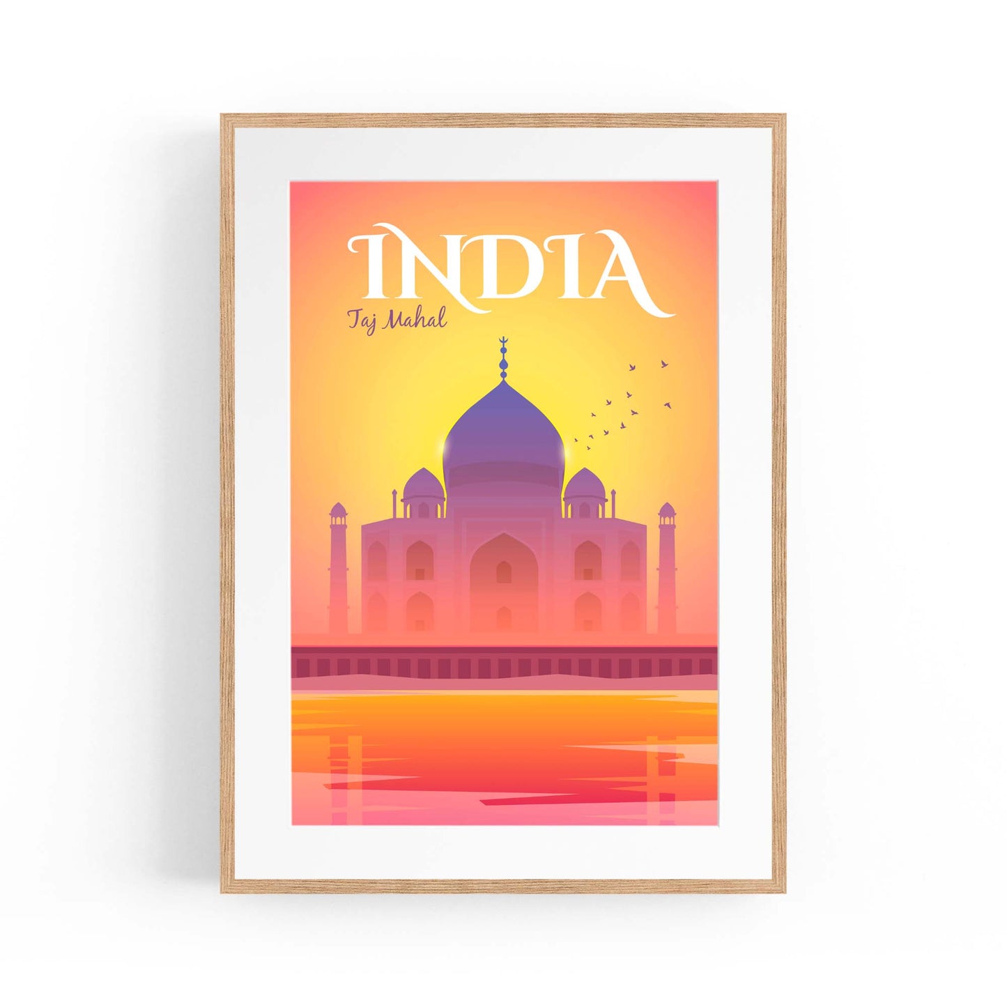 Retro Taj Mahal, India Vintage Travel Wall Art - The Affordable Art Company