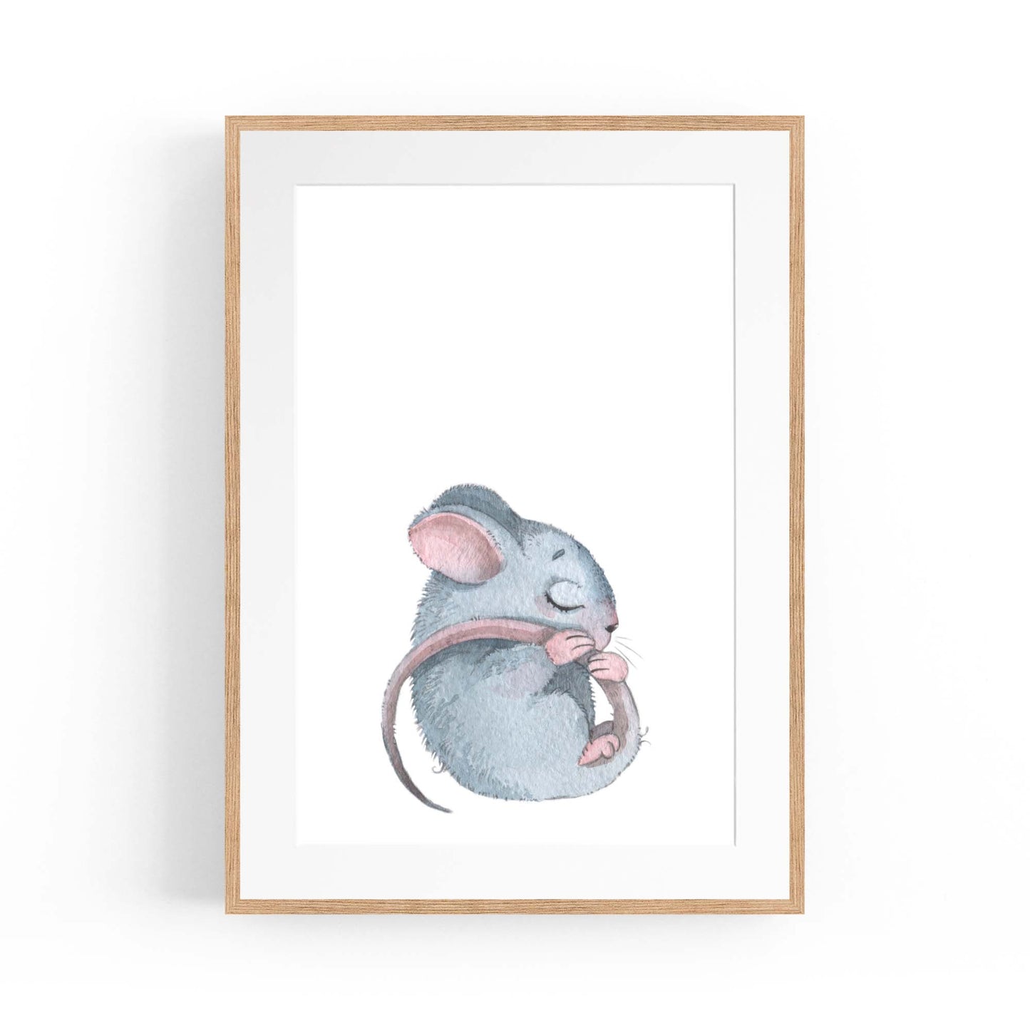 Sleeping Mouse Cartoon Animal Nursery Wall Art #1 - The Affordable Art Company