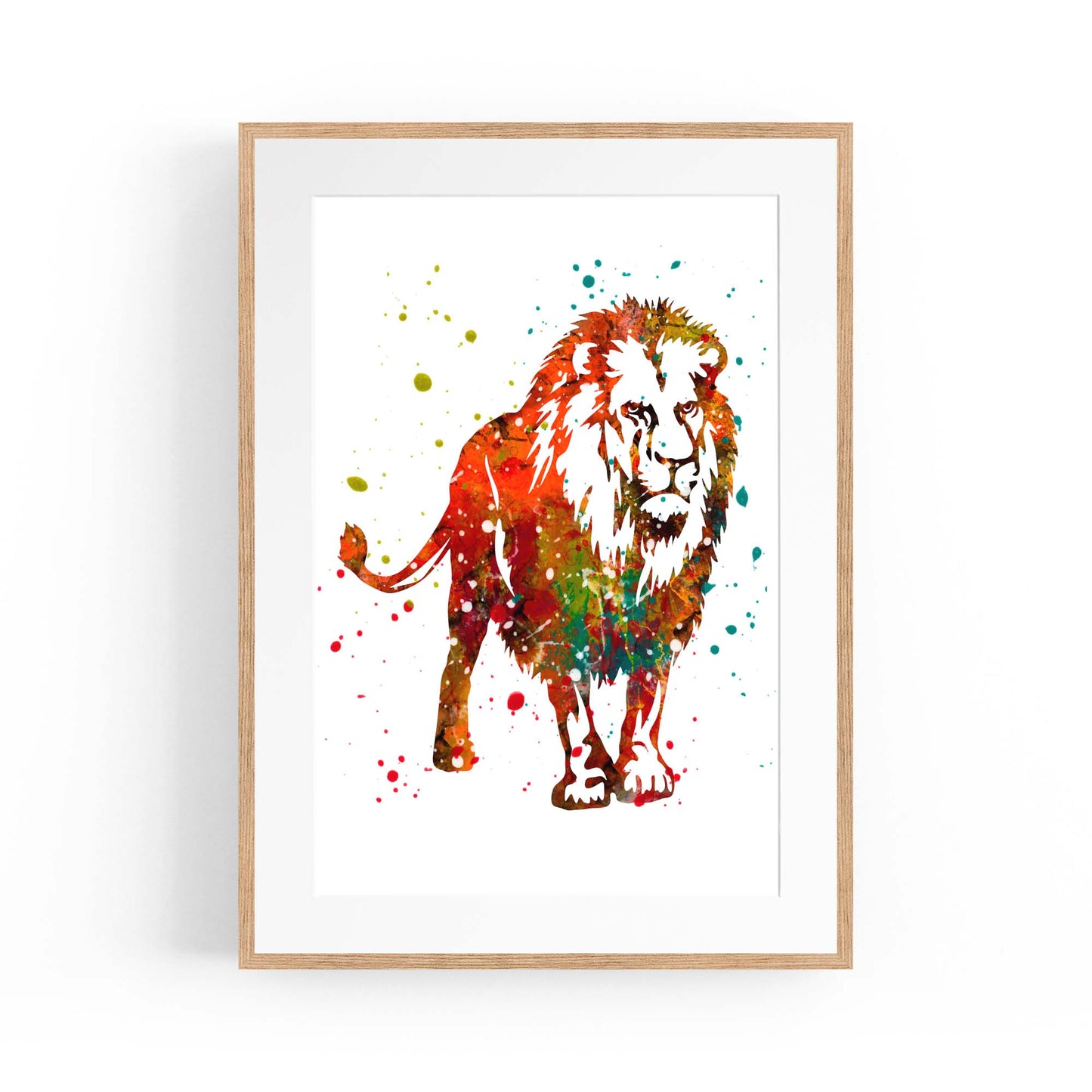 Lion Painting Safari Animal Minimal Wall Art - The Affordable Art Company