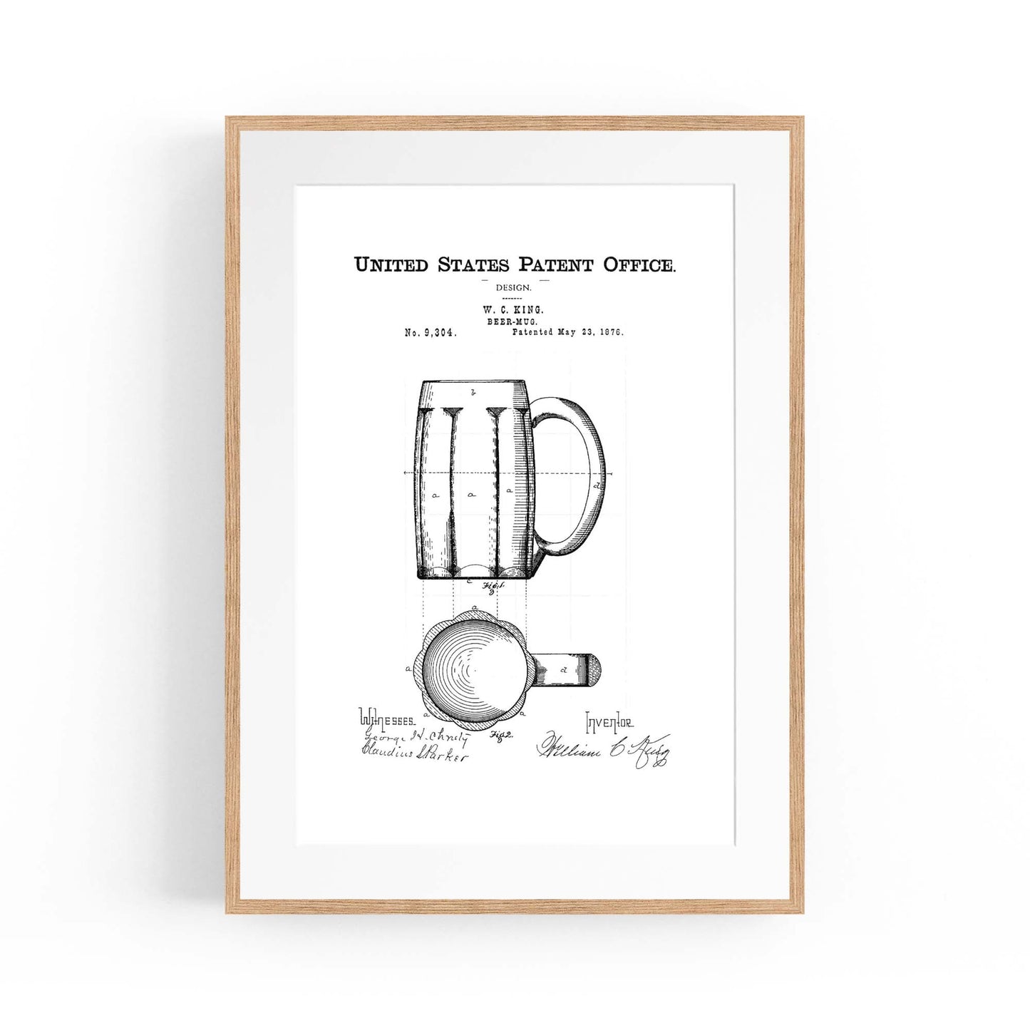 Vintage Beer Mug Patent Man Cave Gift Wall Art #2 - The Affordable Art Company