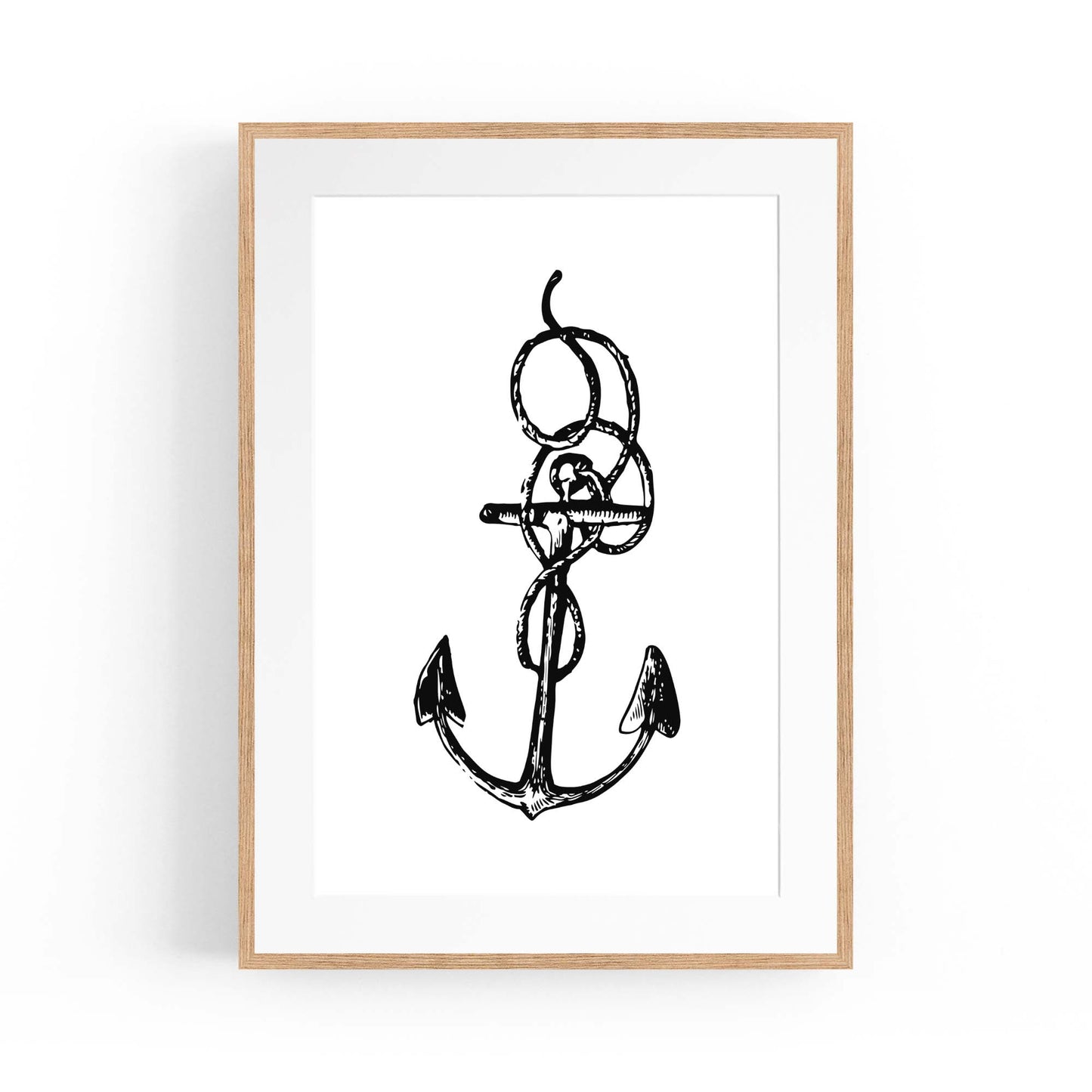 Anchor Drawing Nautical Coastal Bathroom Wall Art #1 - The Affordable Art Company