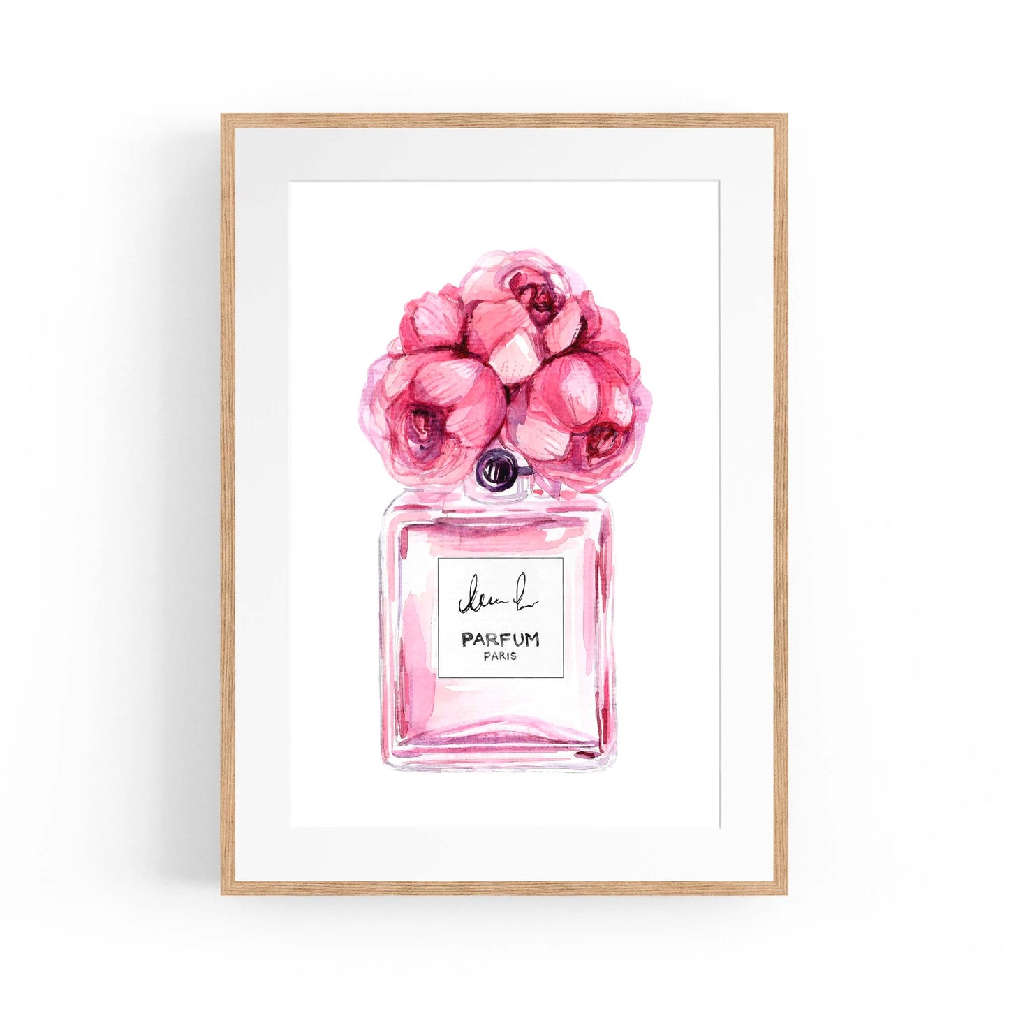 Pink Floral Perfume Bottle Fashion Flowers Wall Art #7 - The Affordable Art Company