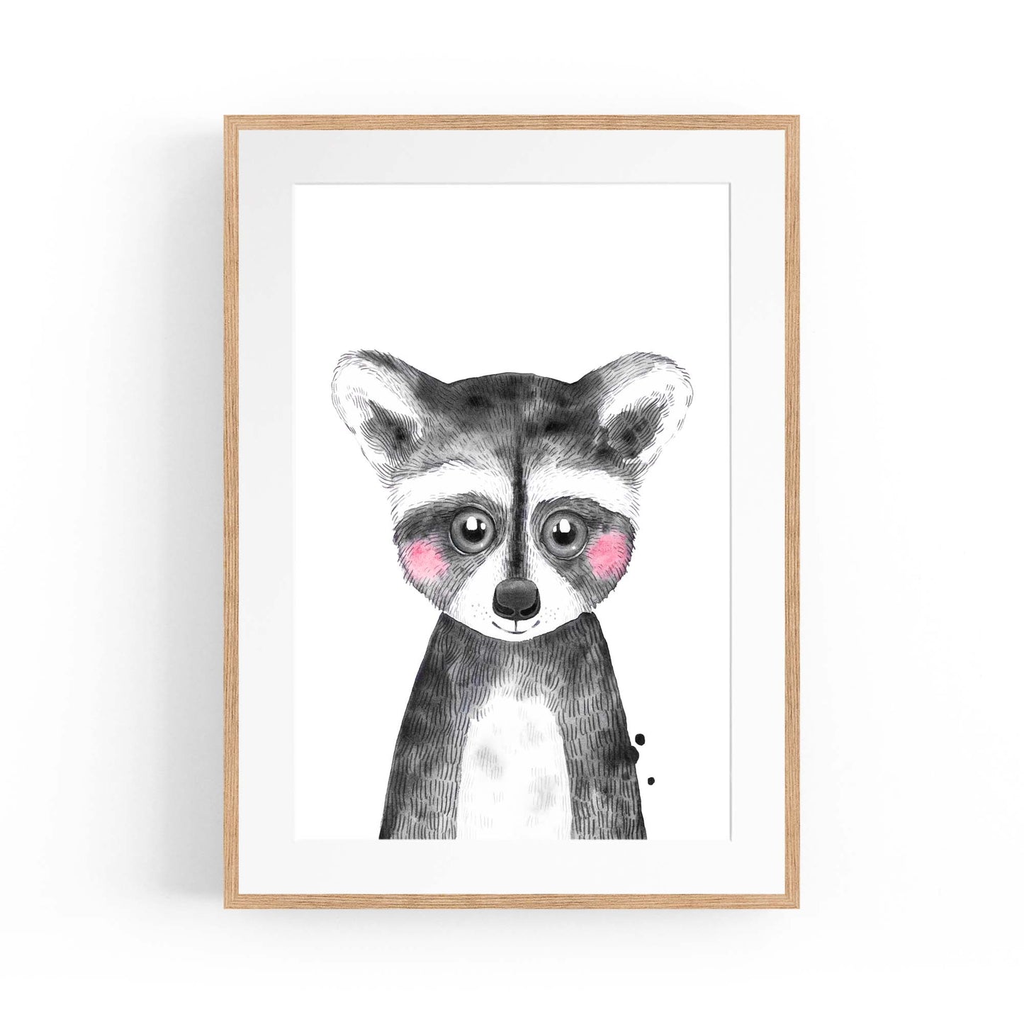 Cute Blushing Baby Raccoon Nursery Animal Wall Art - The Affordable Art Company