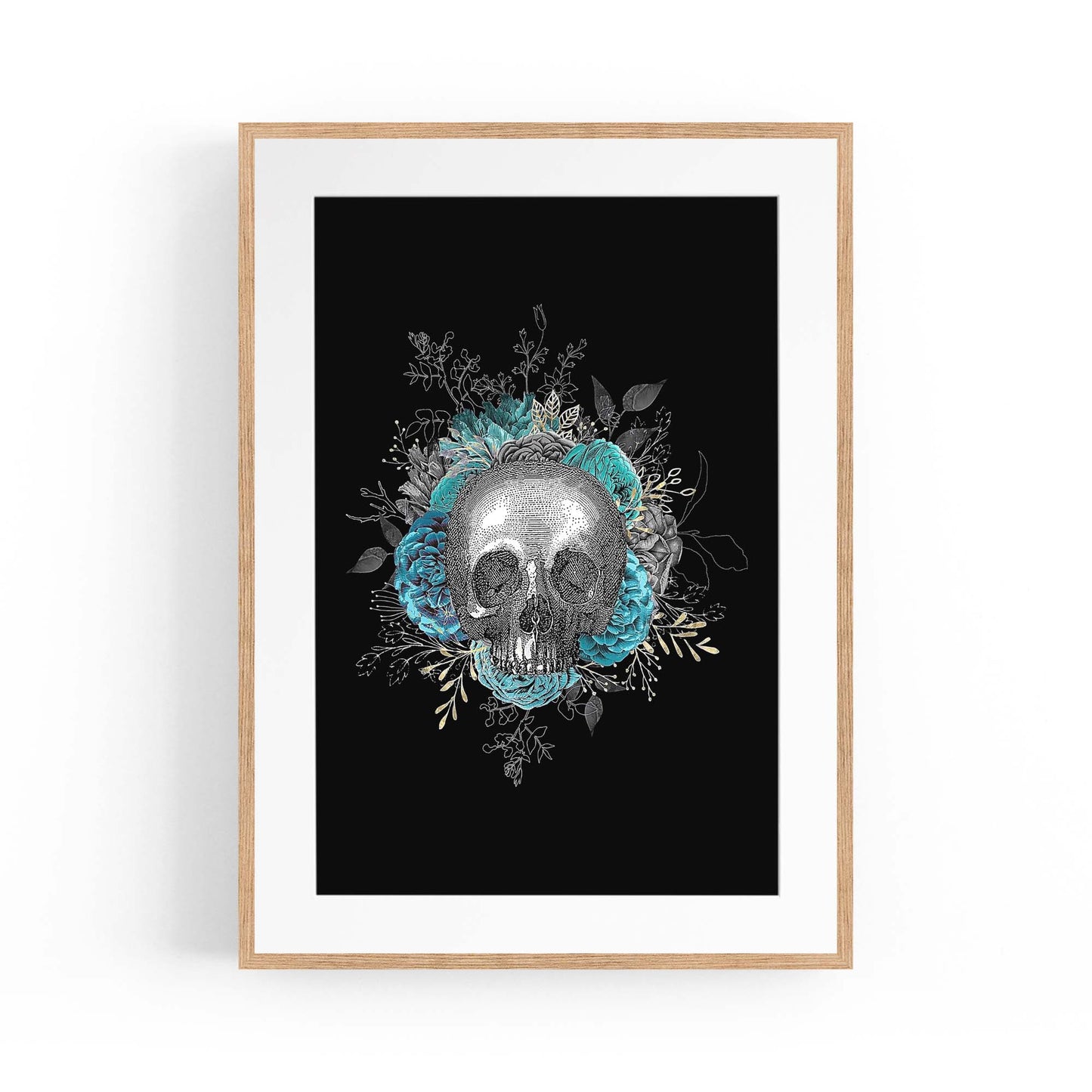 Vintage Skull Black Gothic Fashion Wall Art - The Affordable Art Company