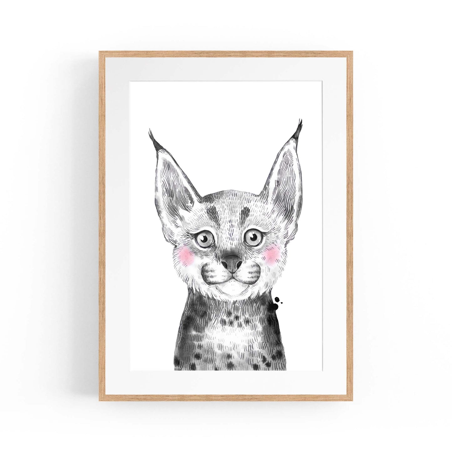 Cute Blushing Baby Bobcat Nursery Animal Wall Art - The Affordable Art Company