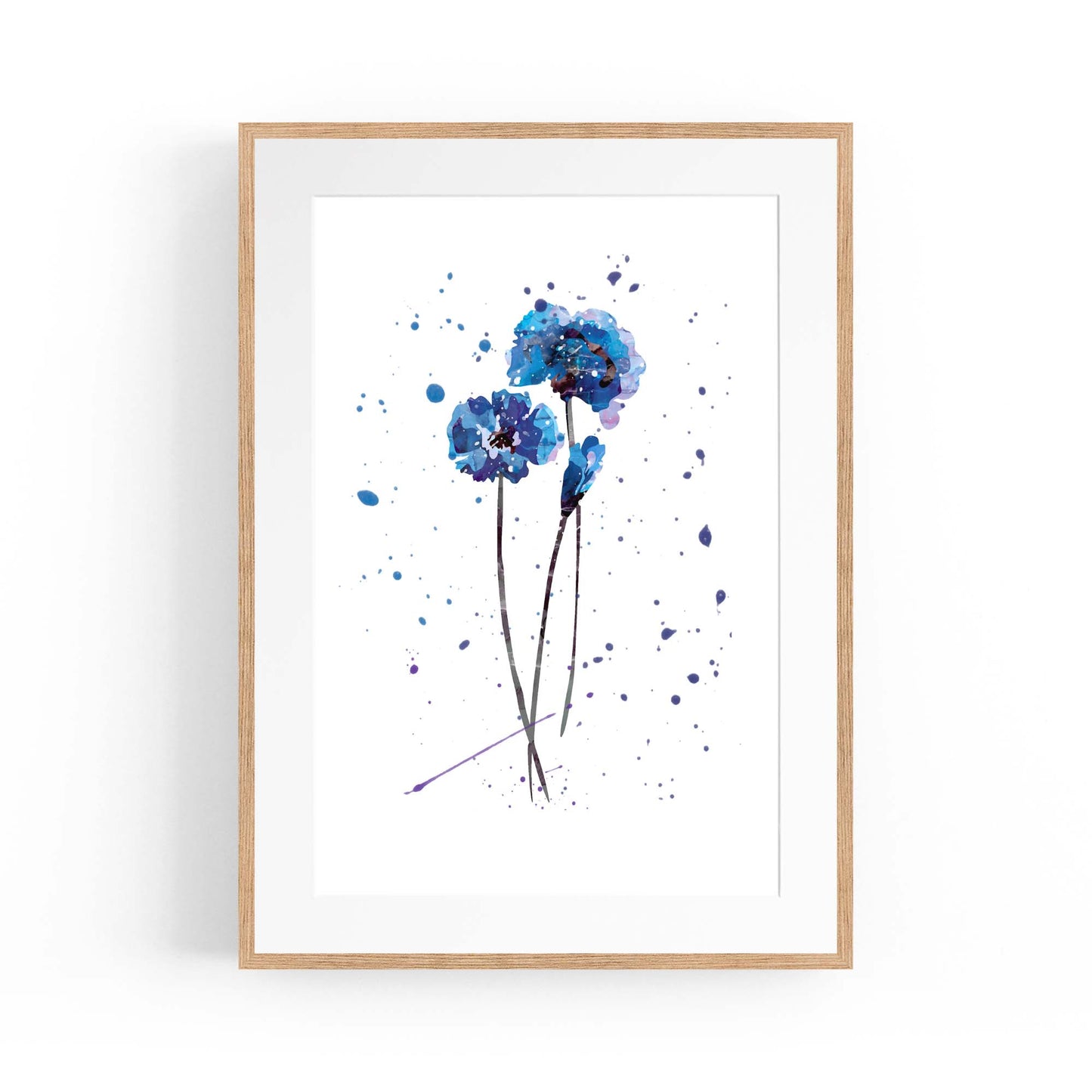 Scandi Blue Flower Design Minimal Kitchen Wall Art #1 - The Affordable Art Company