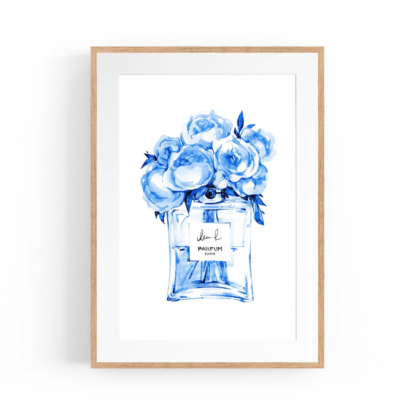 Blue Floral Perfume Bottle Fashion Flowers Wall Art #2 - The Affordable Art Company