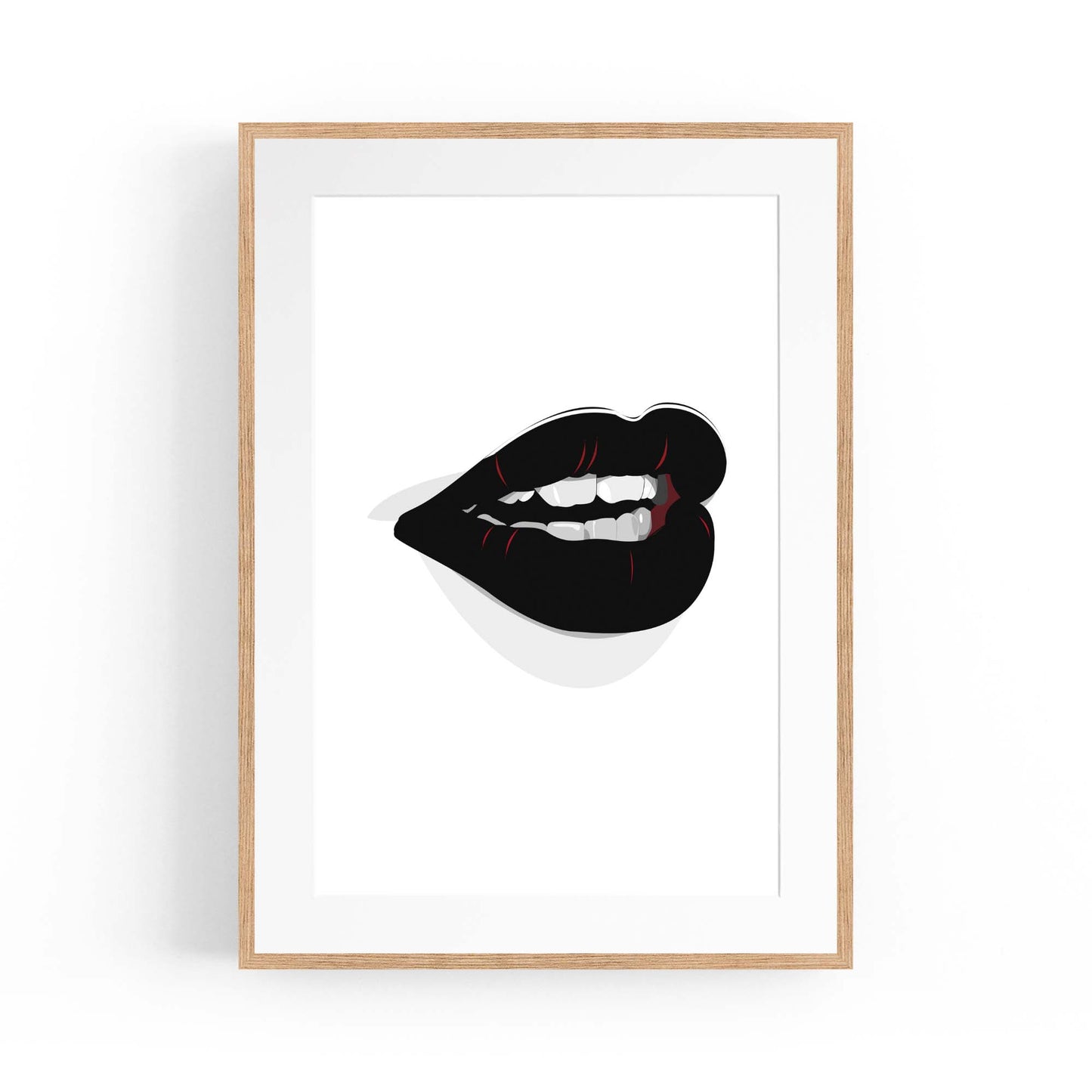 Black Lips Fashion Minimal Girls Bedroom Wall Art - The Affordable Art Company