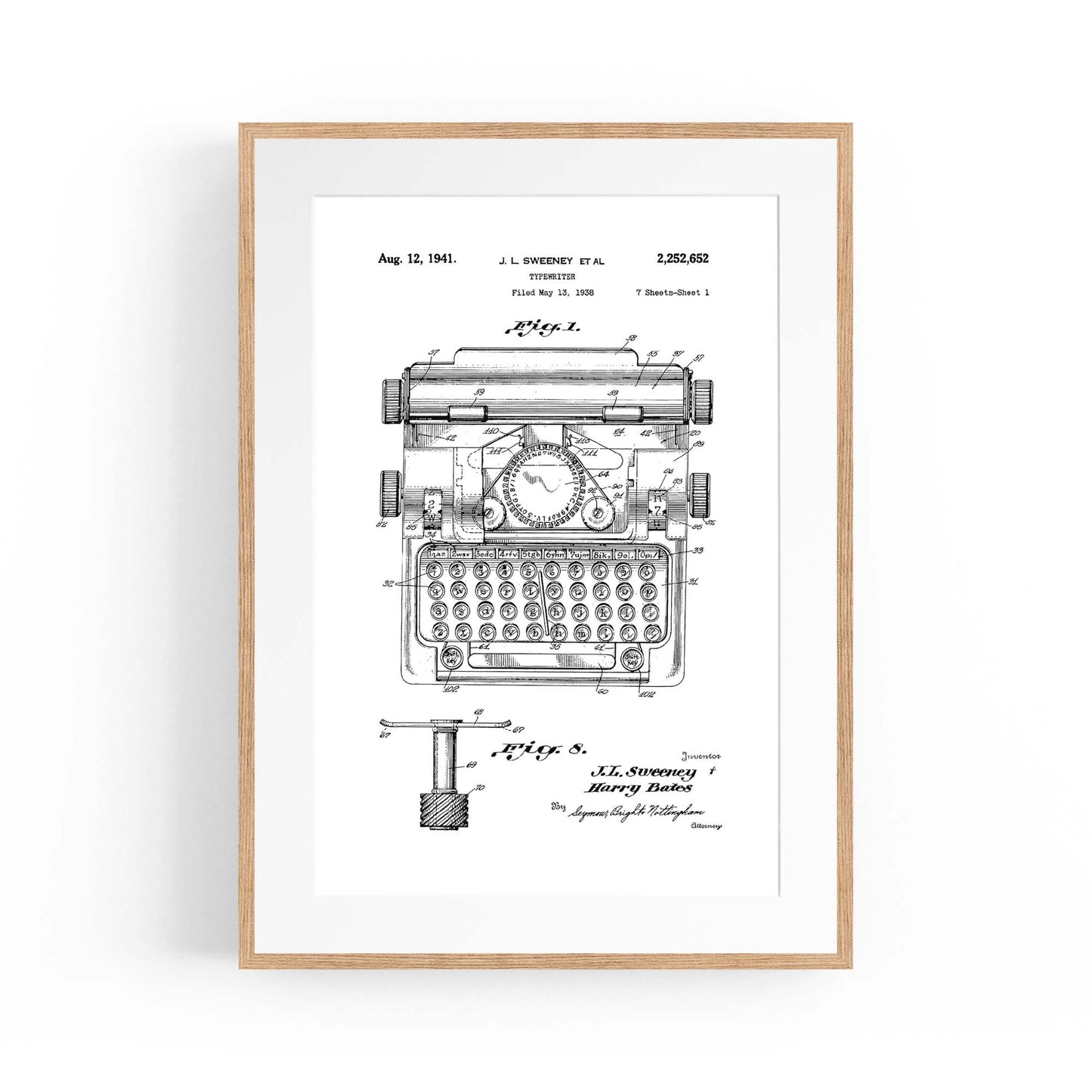 Vintage Typewriter White Patent Wall Art #3 - The Affordable Art Company