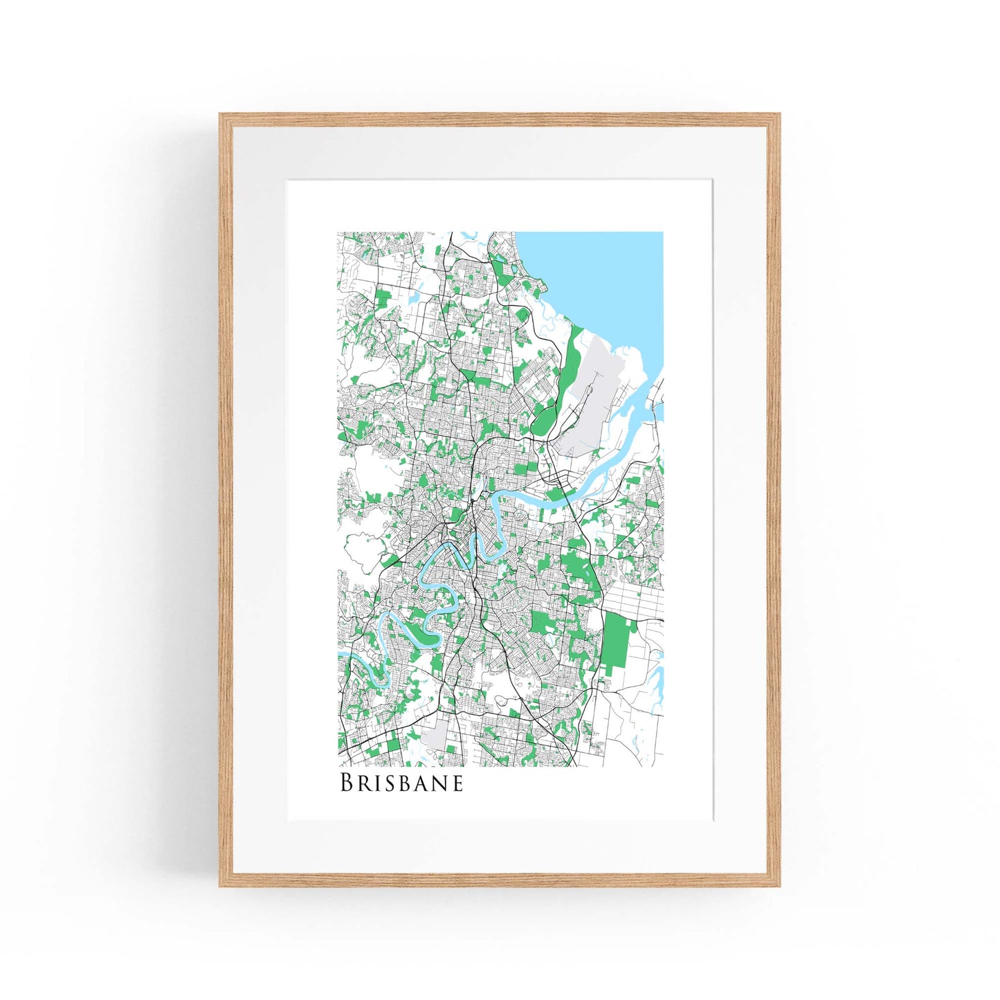 Minimal Brisbane Map Modern Queensland Wall Art - The Affordable Art Company