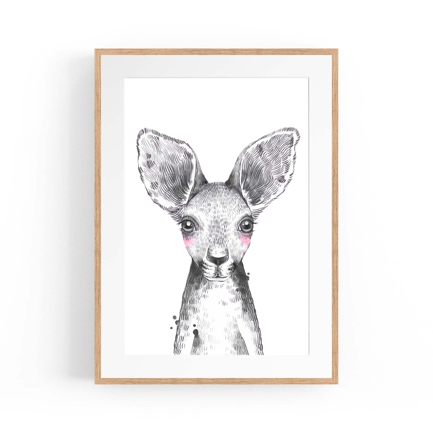 Cute Blushing Baby Kangaroo Nursery Animal Wall Art - The Affordable Art Company