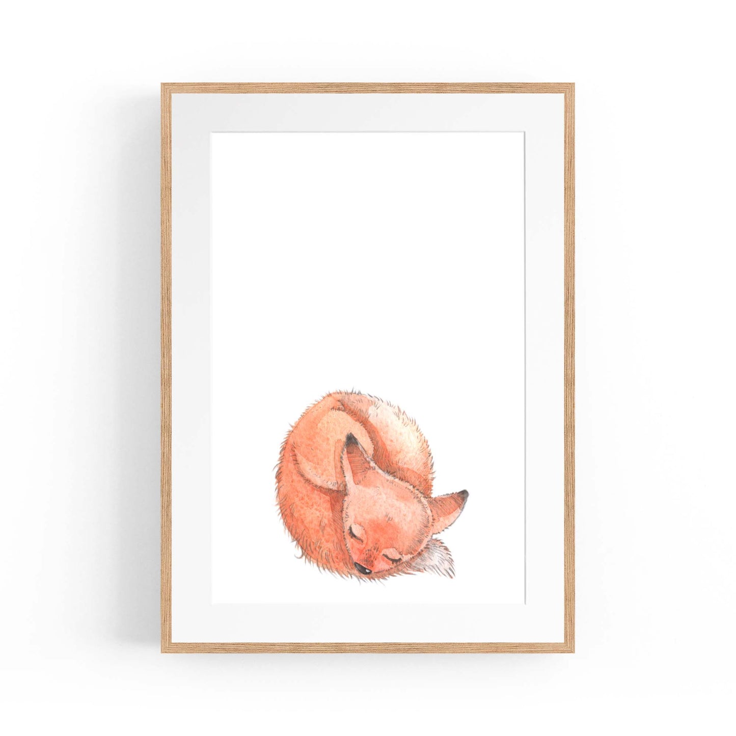 Cute Sleeping Fox Cartoon Animal Nursery Wall Art - The Affordable Art Company