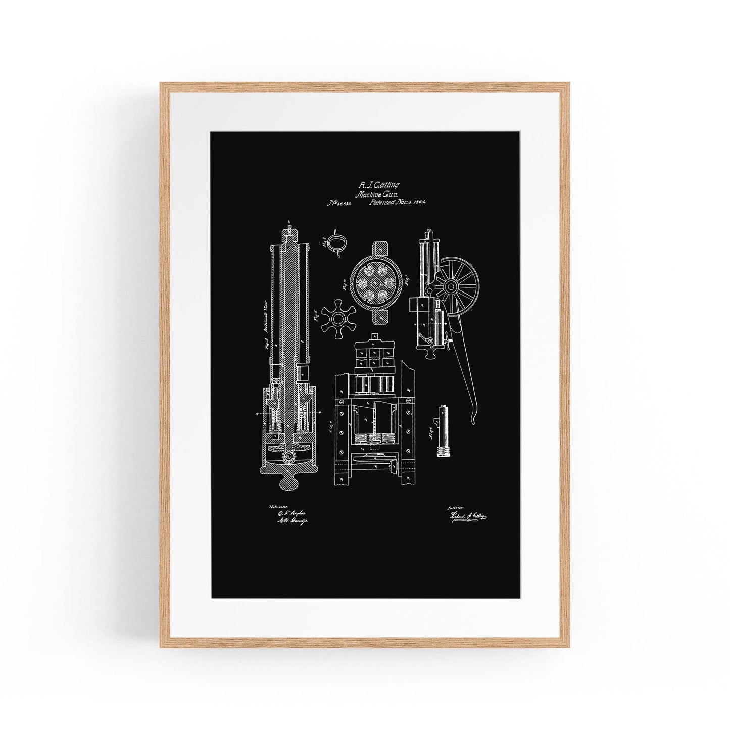 Vintage Machine Gun Patent Wall Art #1 - The Affordable Art Company