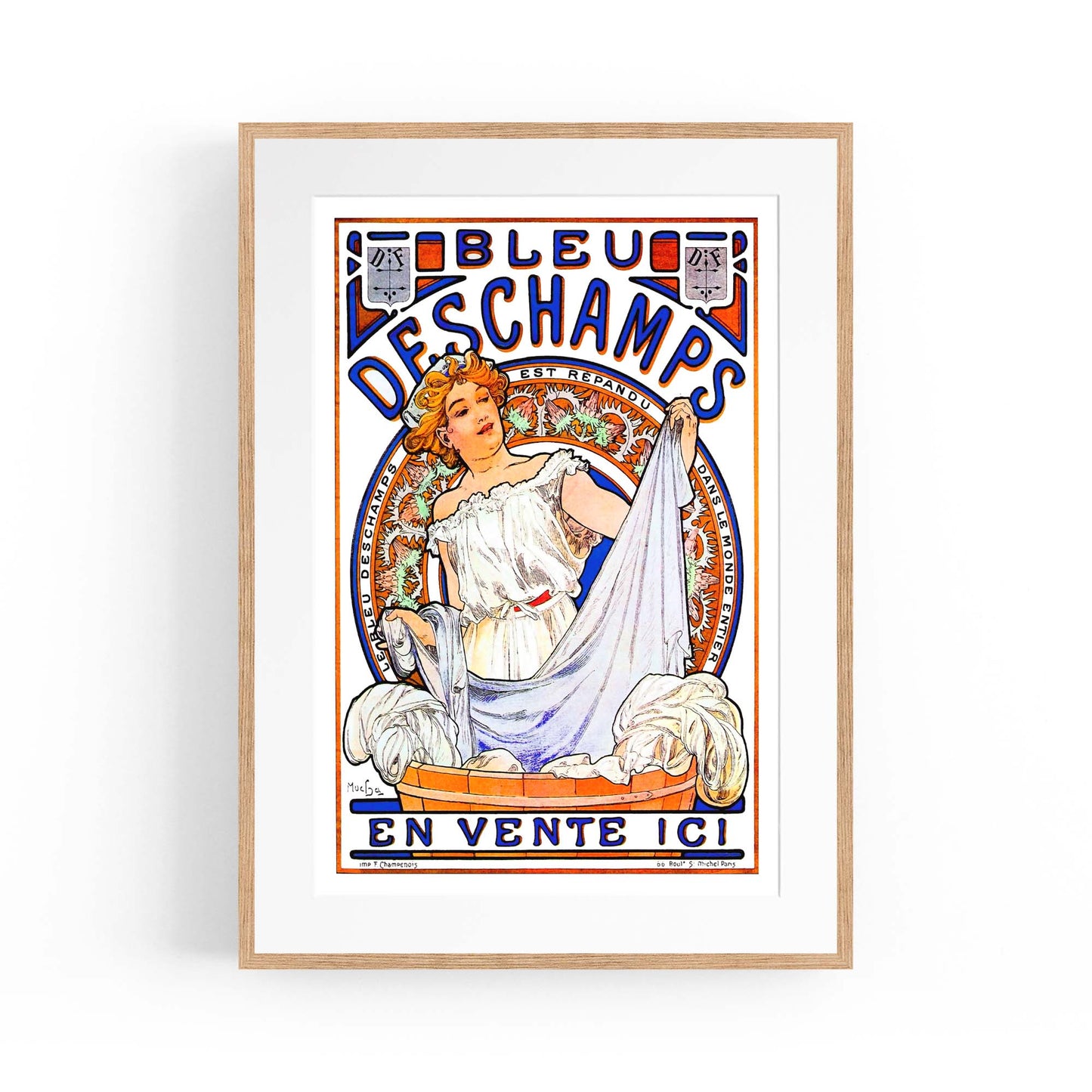Bleu Deschamps French Vintage Advert Wall Art - The Affordable Art Company
