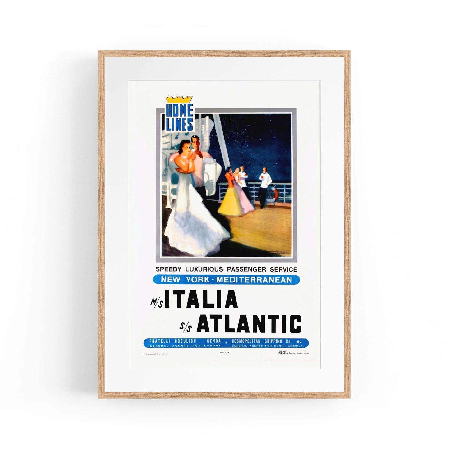 Italia Atlantic Vintage Travel Advert Wall Art - The Affordable Art Company