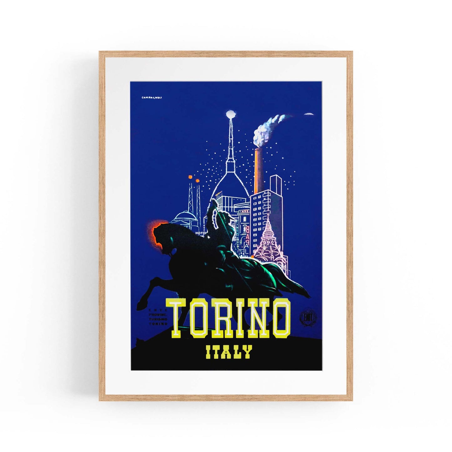 Torino Italy Vintage Travel Advert Wall Art - The Affordable Art Company