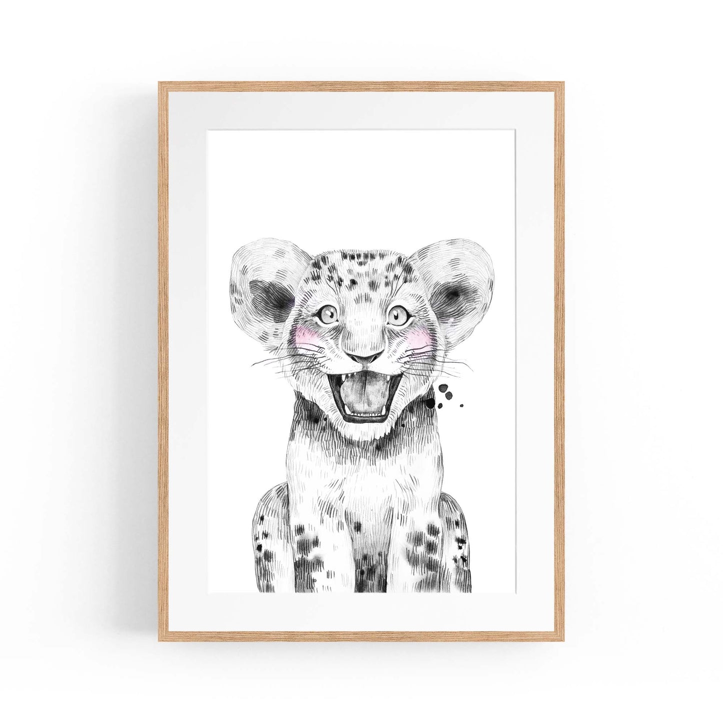 Cute Blushing Baby Lion Nursery Animal Wall Art - The Affordable Art Company