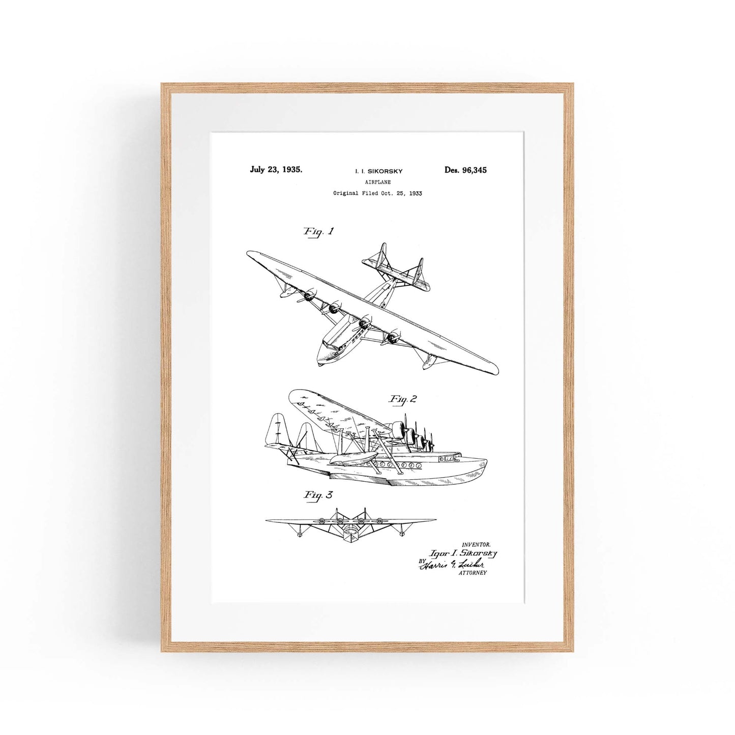 Airplane Patent Vintage Minimal Man Cave Wall Art #11 - The Affordable Art Company