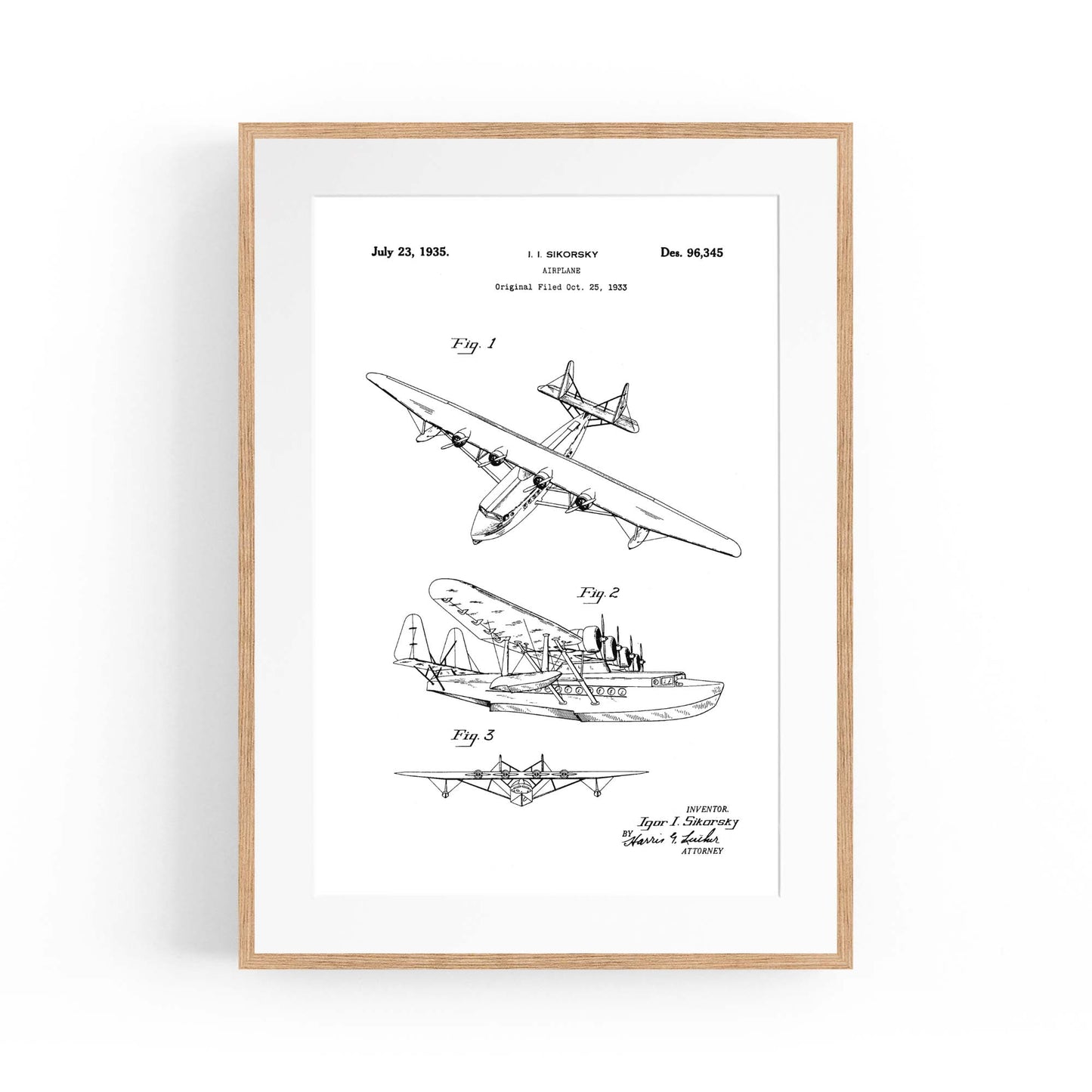 Airplane Patent Vintage Minimal Man Cave Wall Art #11 - The Affordable Art Company