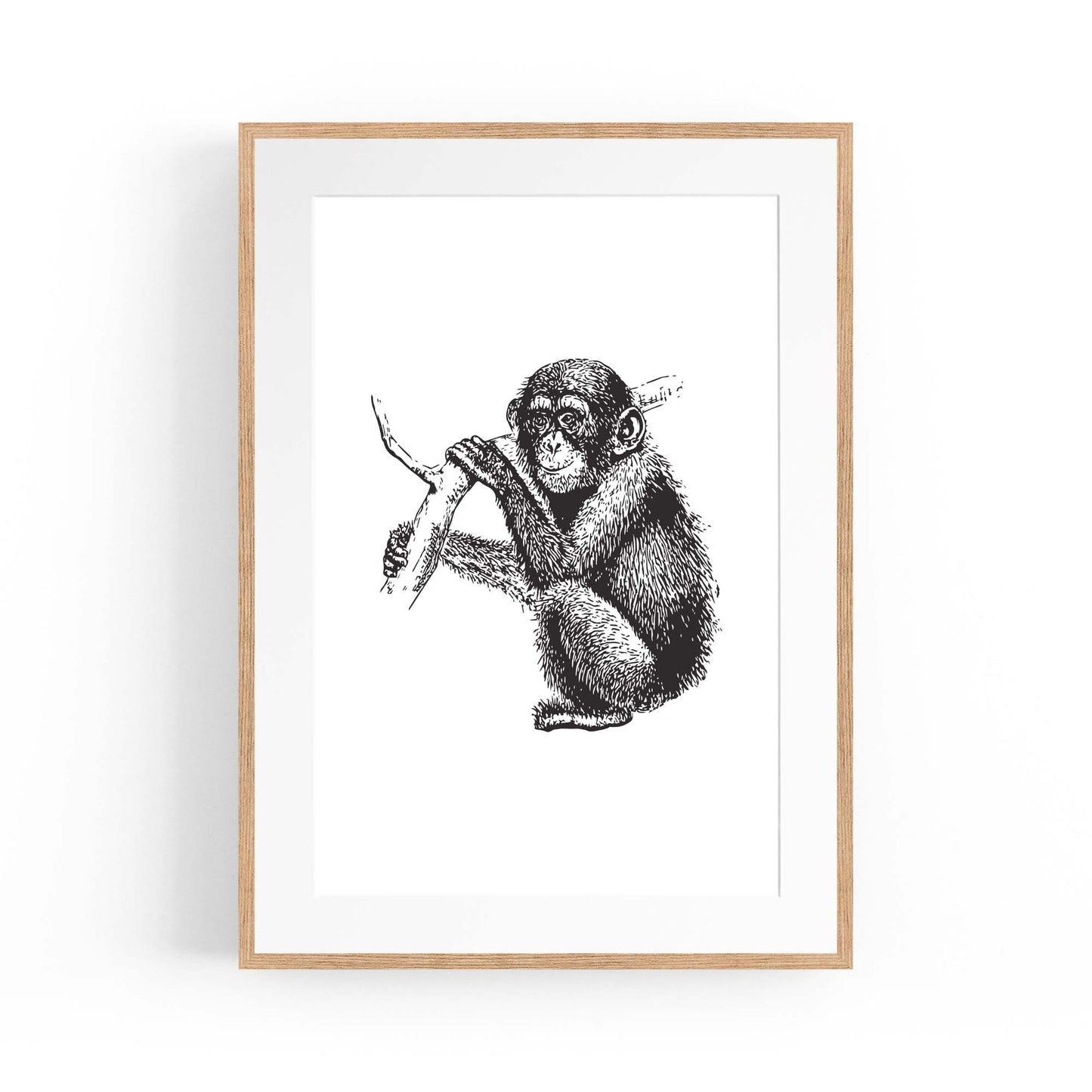 Monkey Baby Drawing Animal Jungle Wall Art - The Affordable Art Company