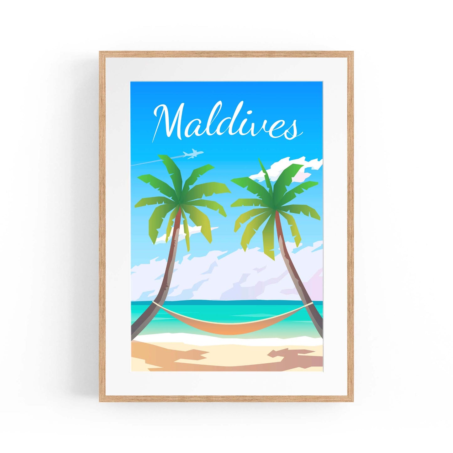 Retro Maldives Tropical Travel Vintage Wall Art - The Affordable Art Company