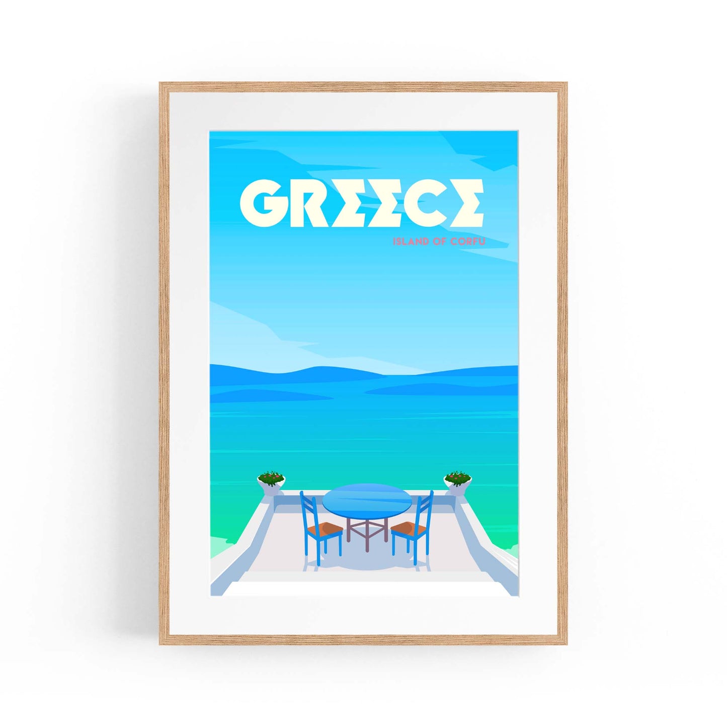 Retro Corfu Greece Travel Vintage Wall Art - The Affordable Art Company