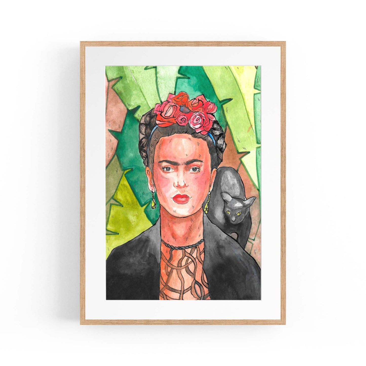 Frida Kahlo Jungle Cat Painting Fashion Wall Art - The Affordable Art Company