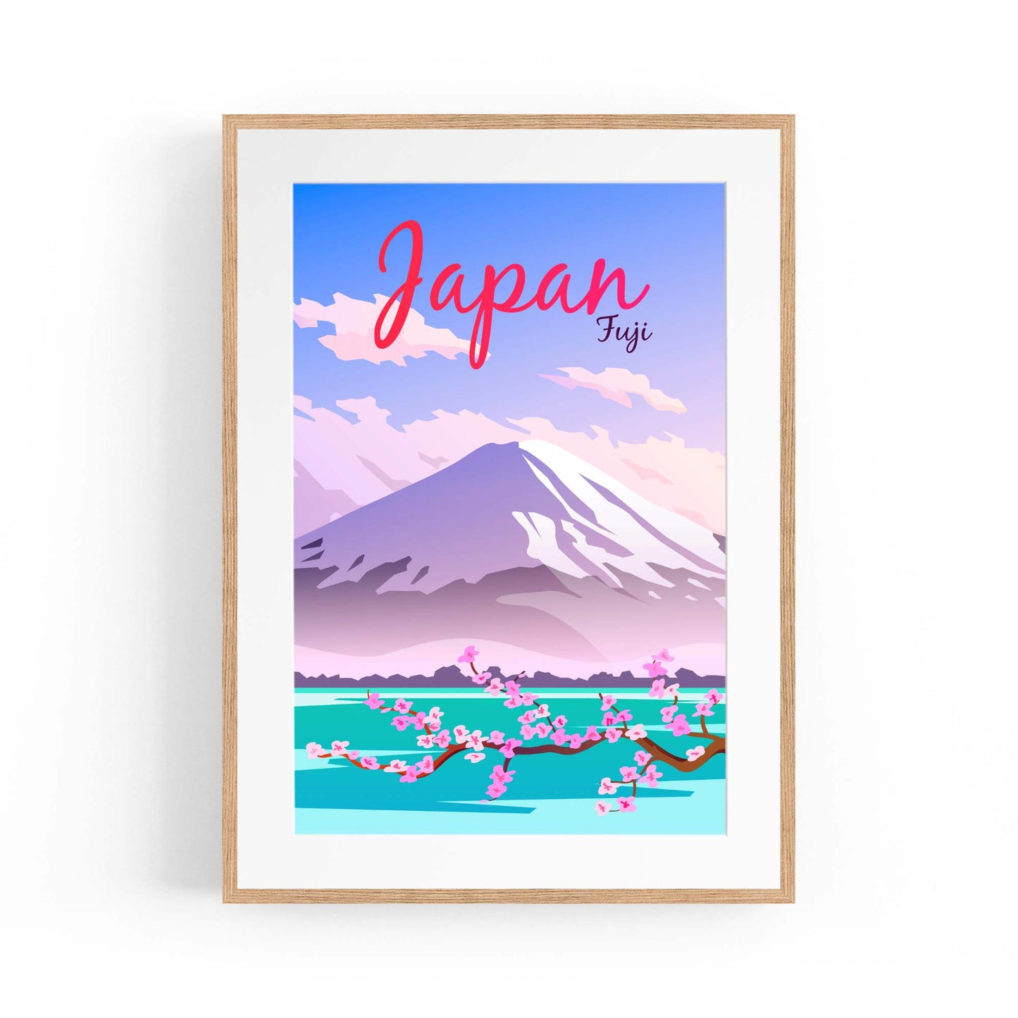 Retro Mount Fuji Japan Travel Vintage Wall Art - The Affordable Art Company