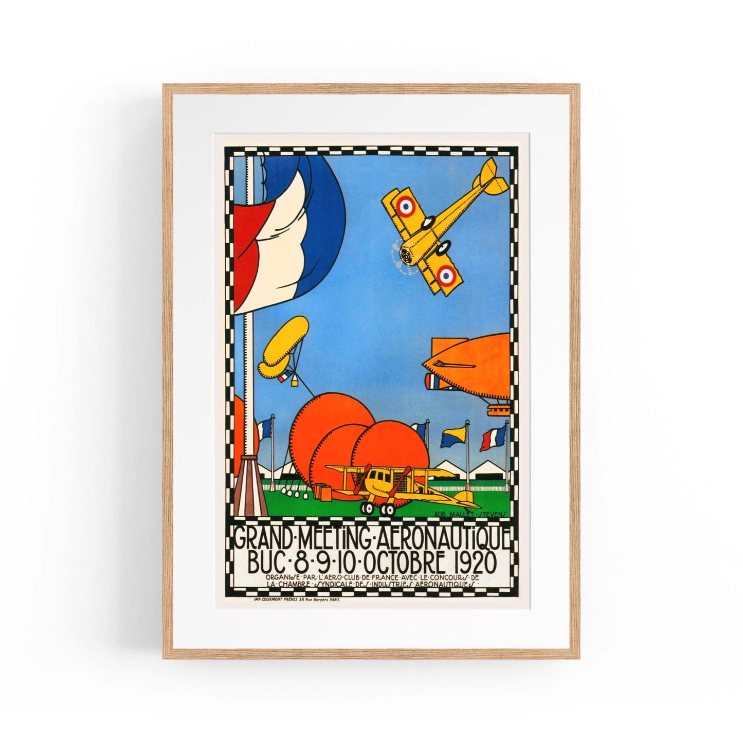 French Air Show Vintage Advert Pilot Wall Art - The Affordable Art Company