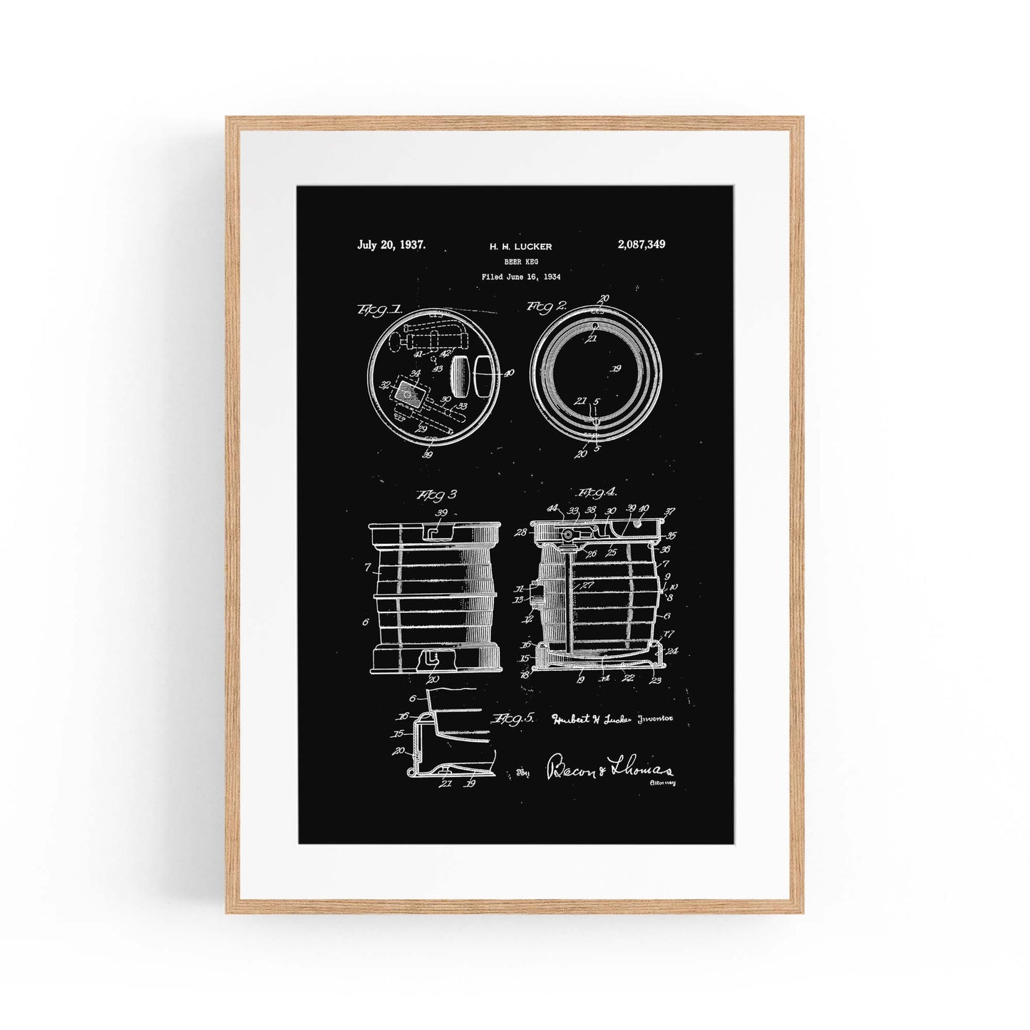 Vintage Beer Keg Patent Man Cave Gift Wall Art #1 - The Affordable Art Company