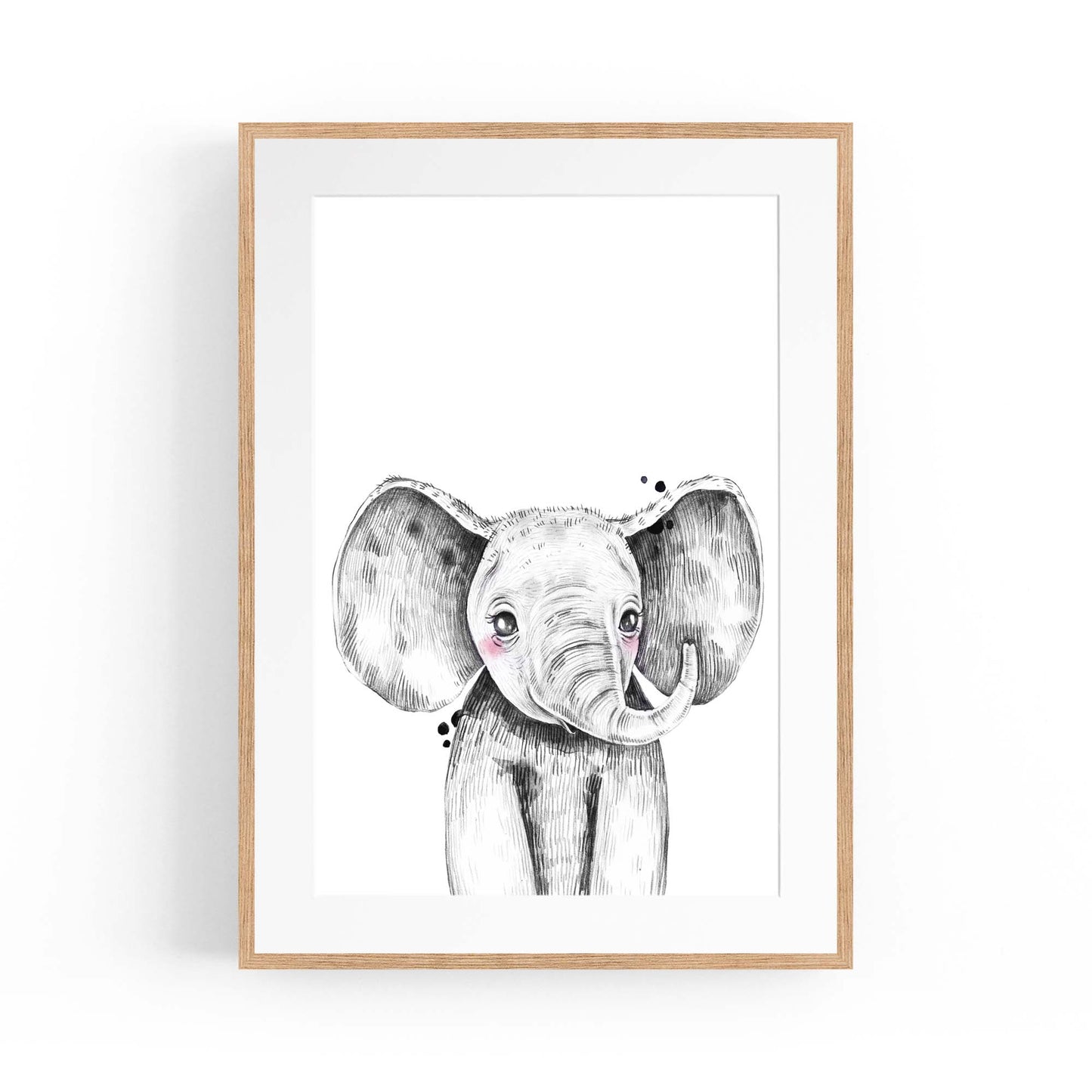Cute Blushing Baby Elephant Nursery Animal Wall Art - The Affordable Art Company